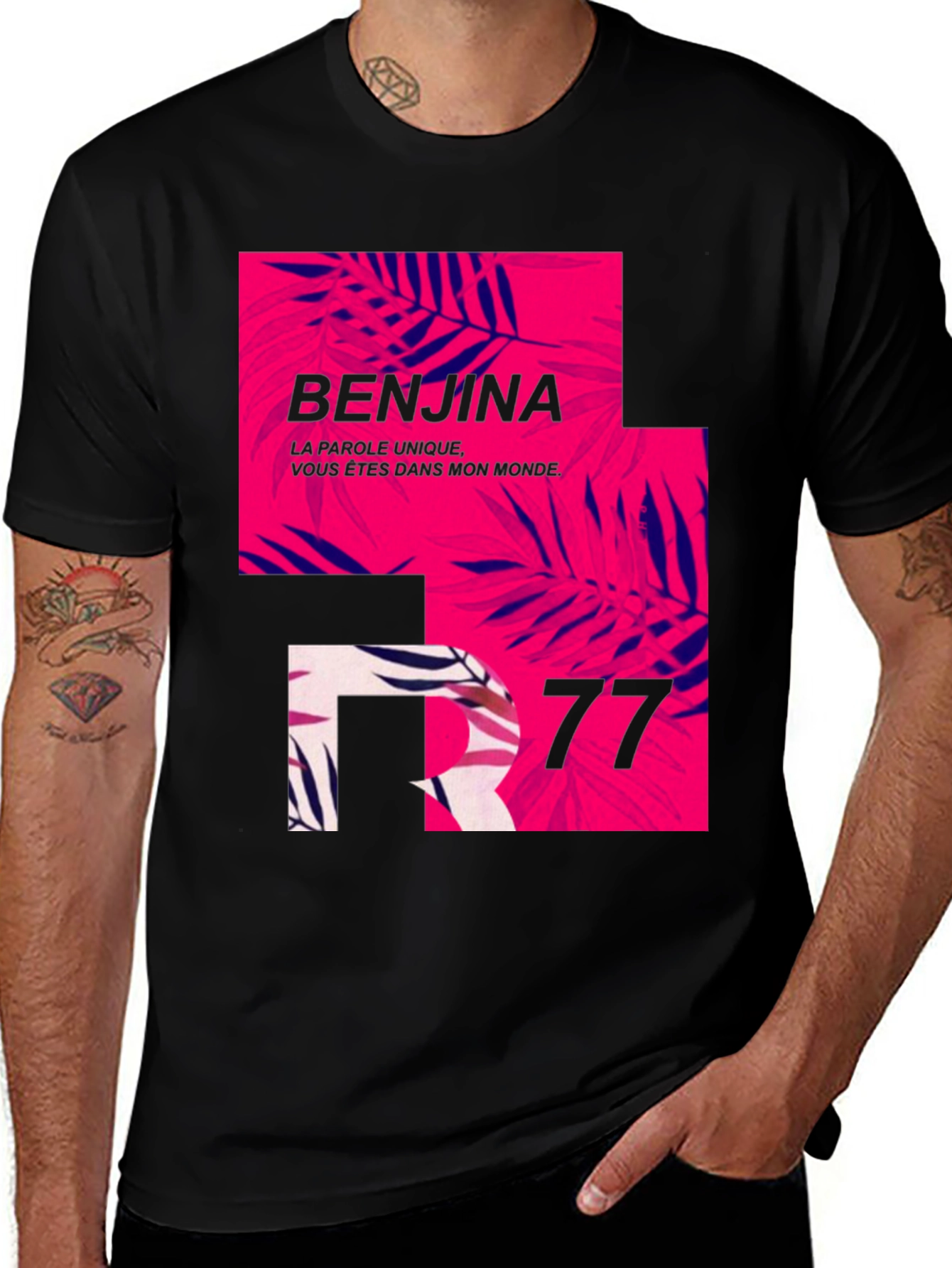 Stylish Mens Black Graphic Print T-Shirt