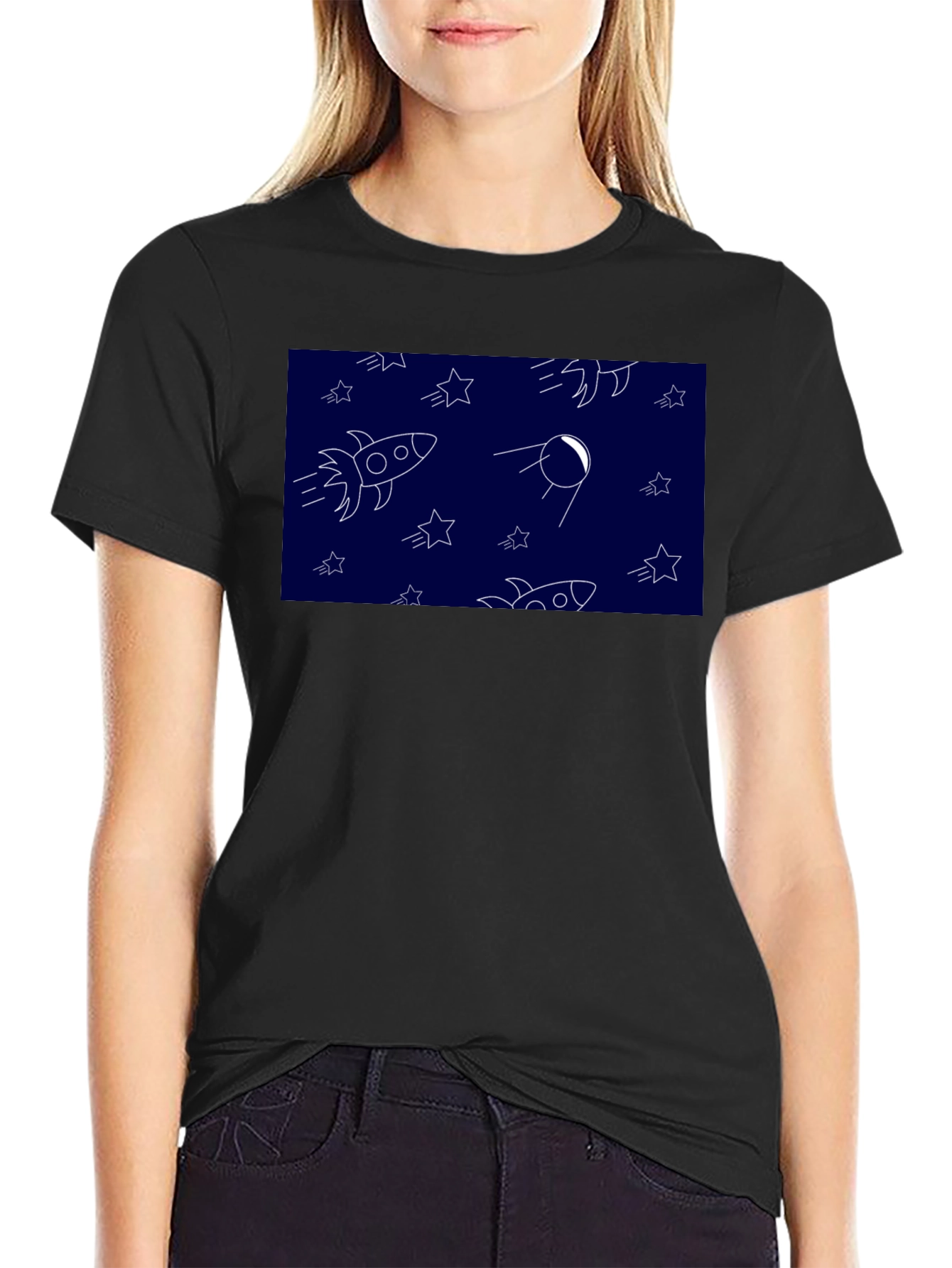 Space Pattern Black T-Shirt