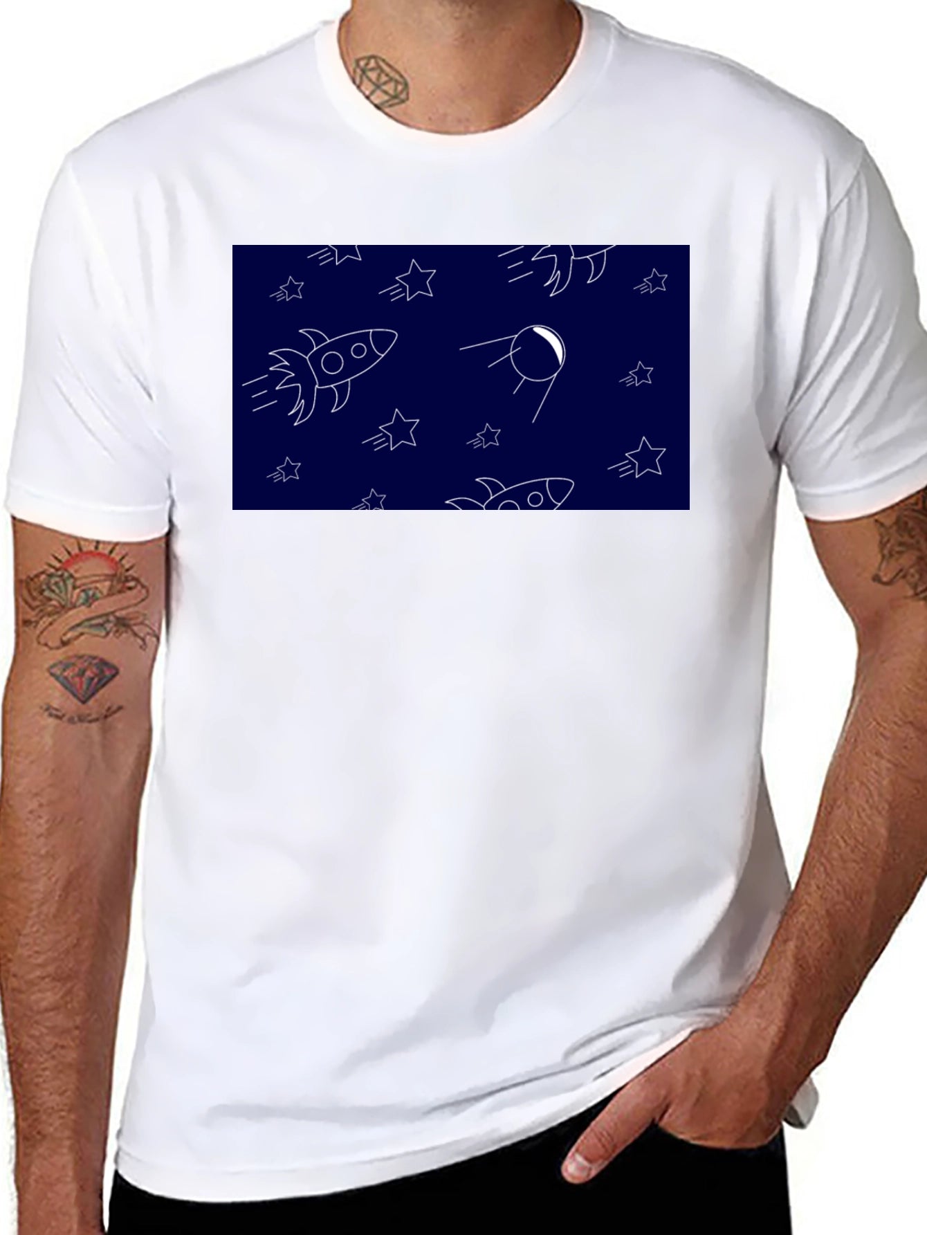 Space Pattern Black T-Shirt