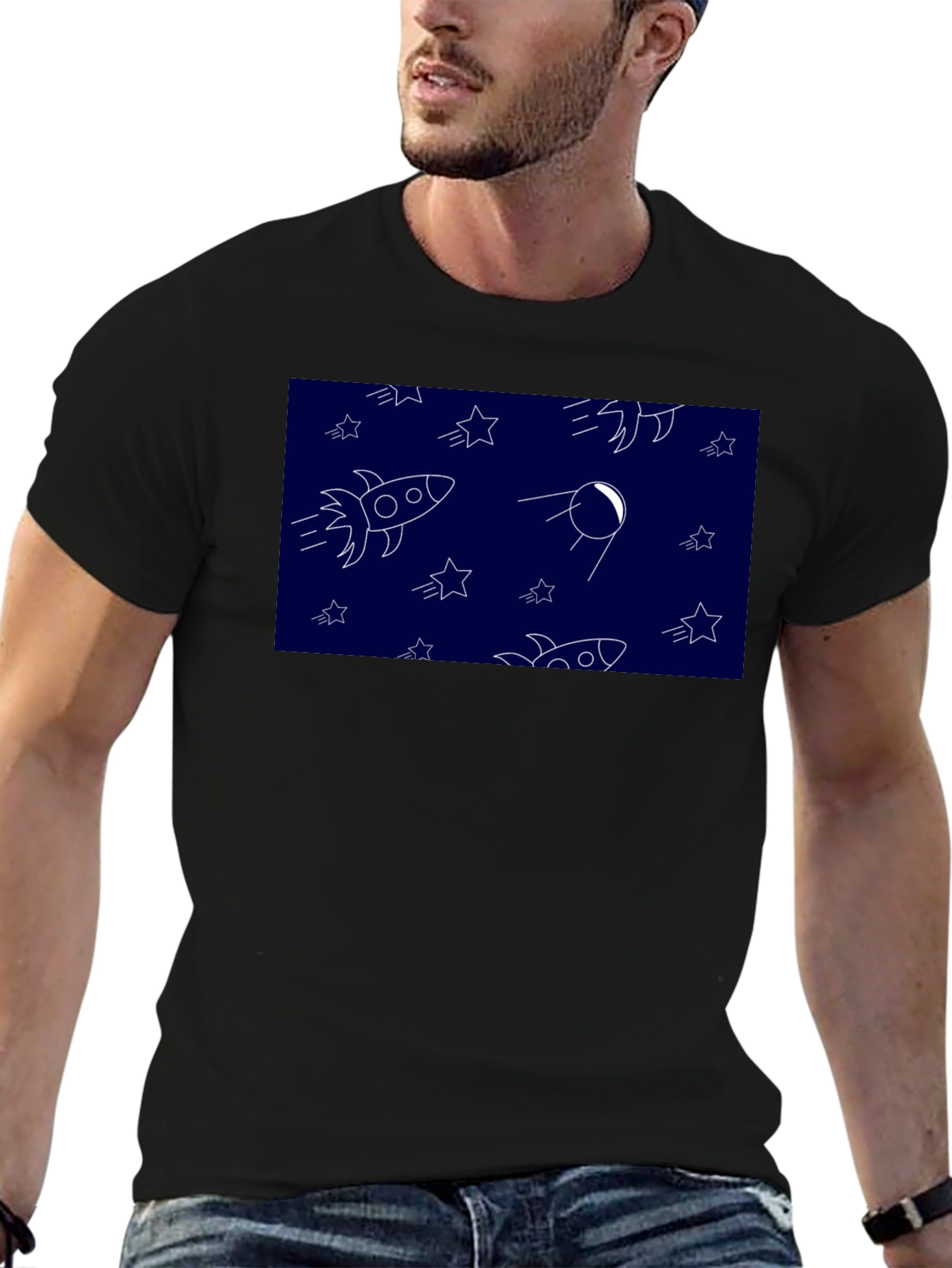 Space Pattern Black T-Shirt