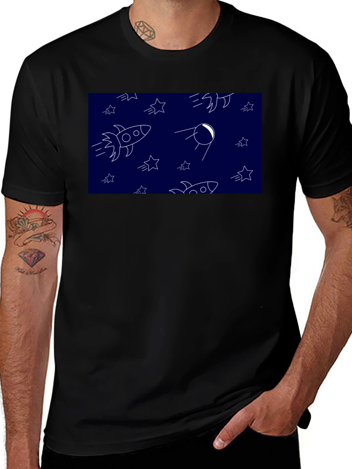 Space Pattern Black T-Shirt