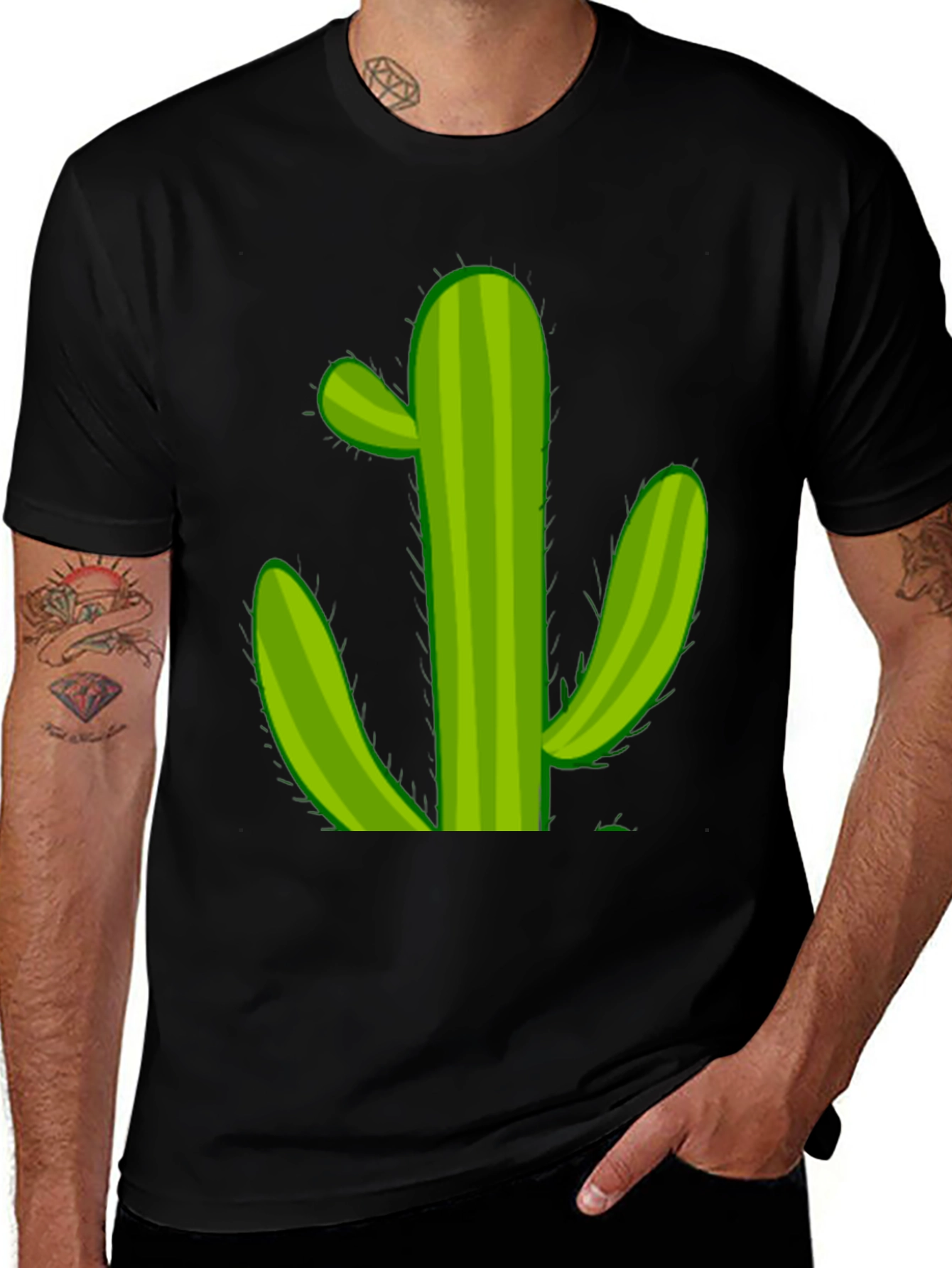 Cactus Graphic T-Shirt - Black Cotton Tee