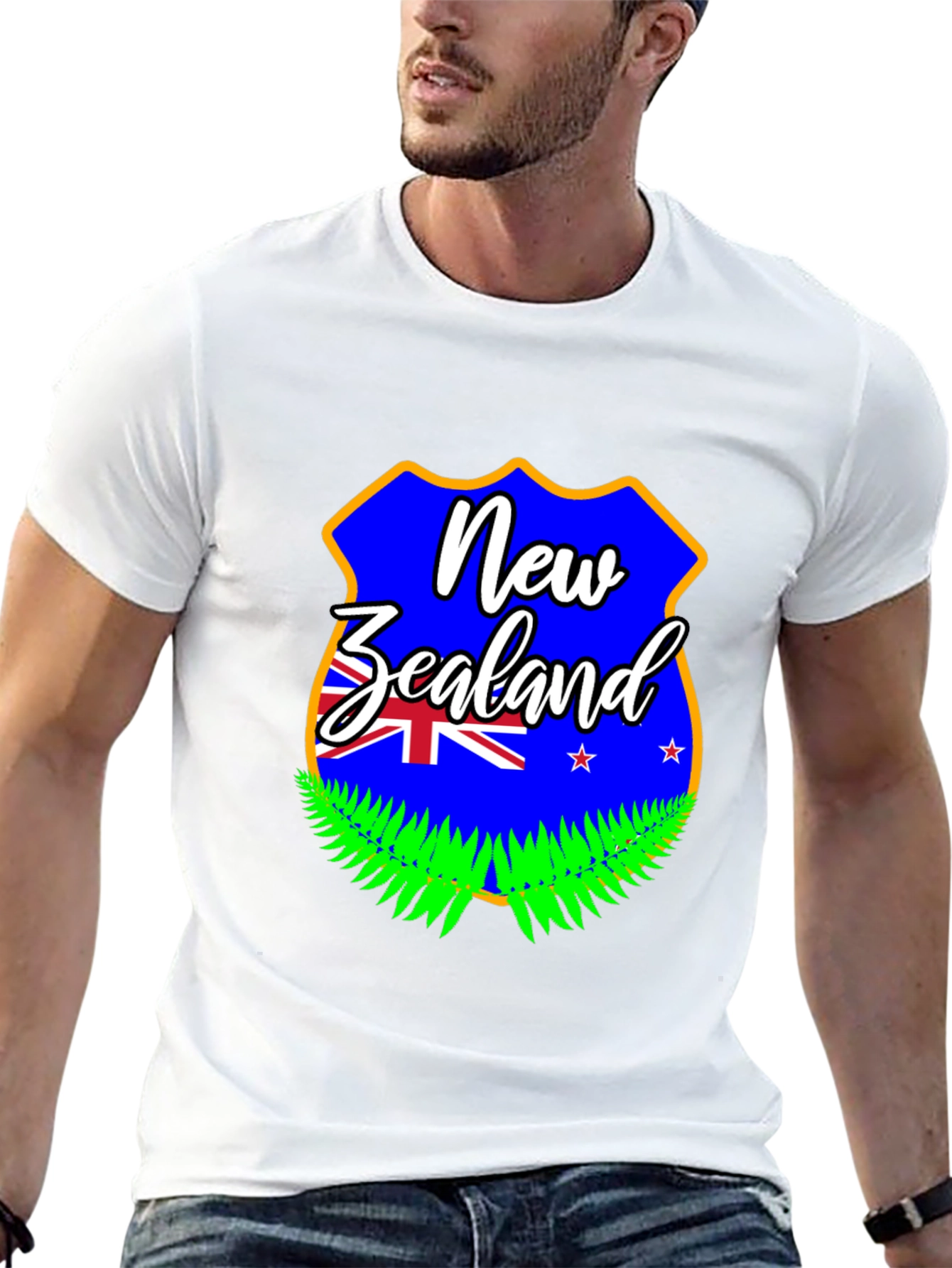 New Zealand Flag Graphic Print Black T-Shirt