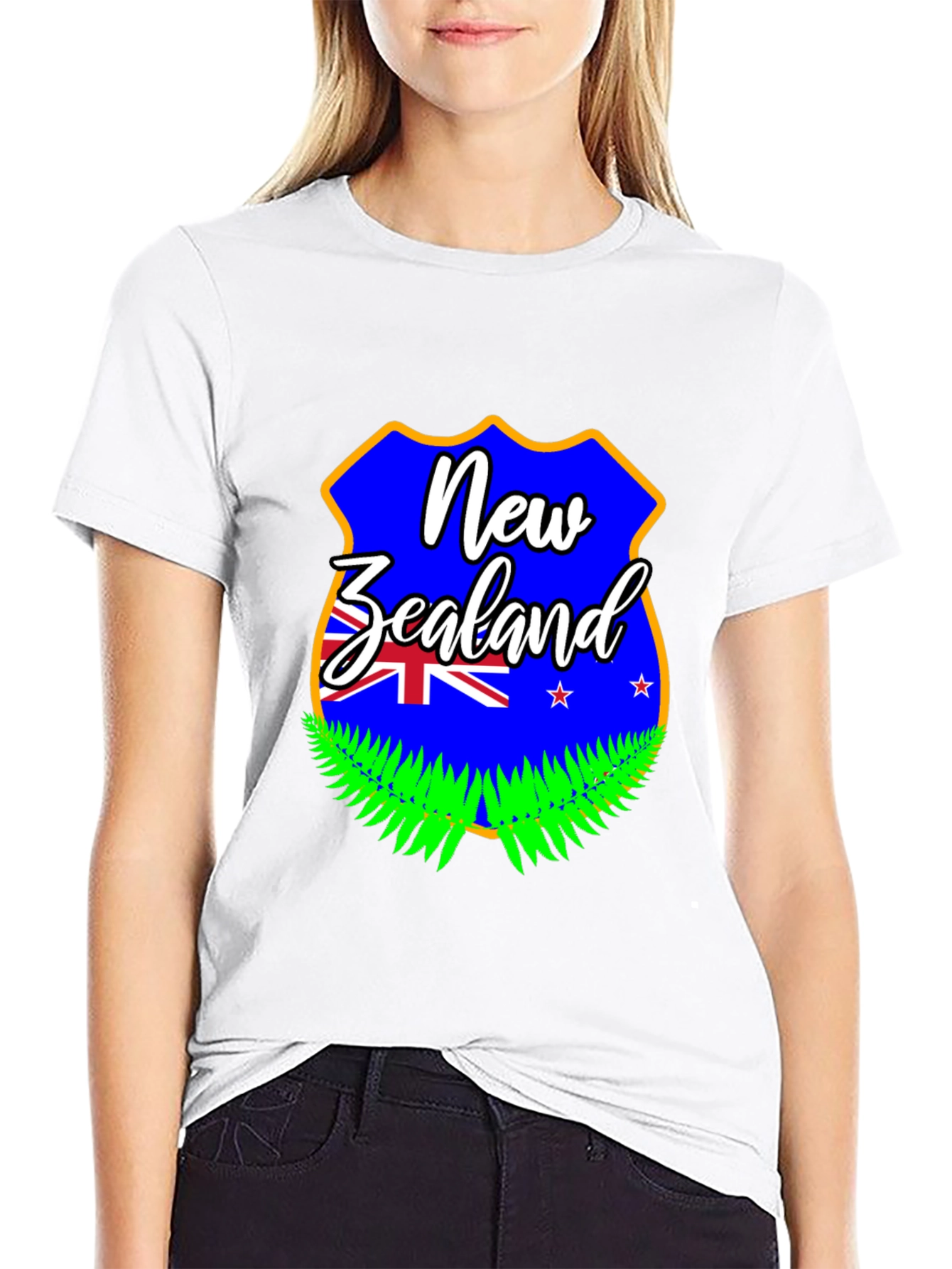 New Zealand Flag Graphic Print Black T-Shirt