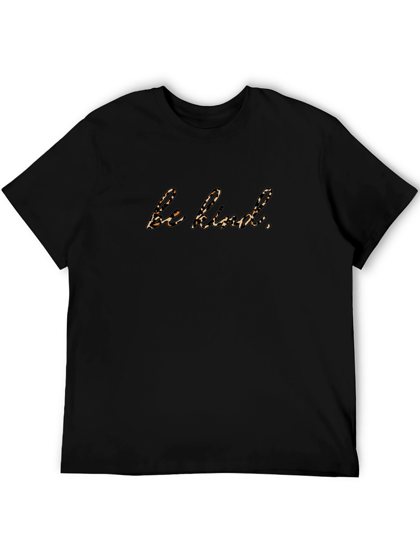 Be Kind Leopard Print Black T-Shirt