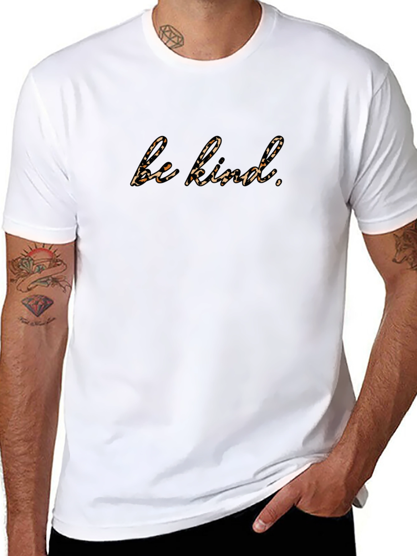 Be Kind Leopard Print Black T-Shirt