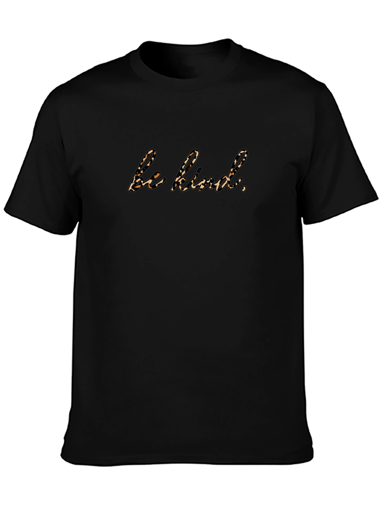 Be Kind Leopard Print Black T-Shirt
