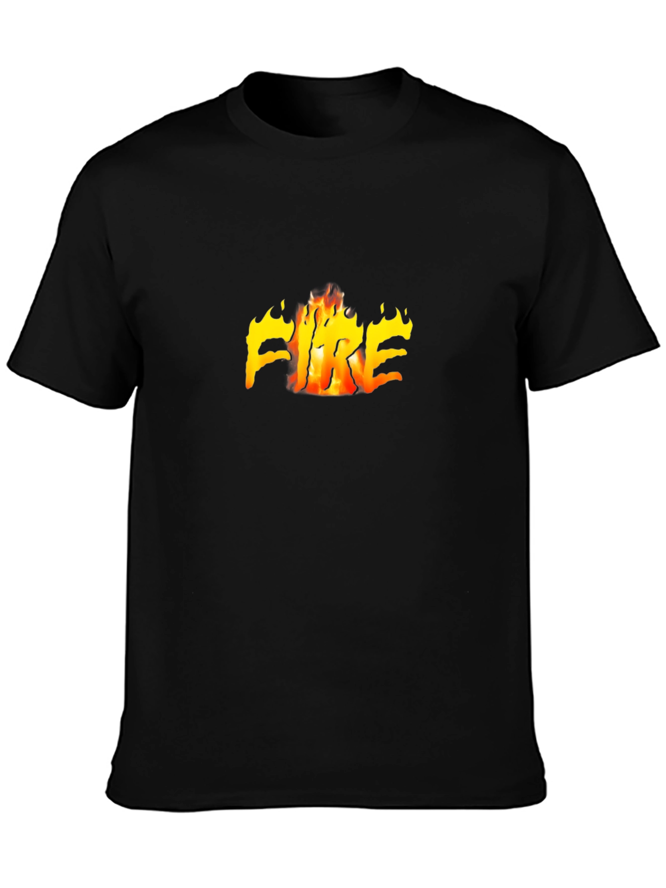 Black T-Shirt with Fiery FIRE Graphic