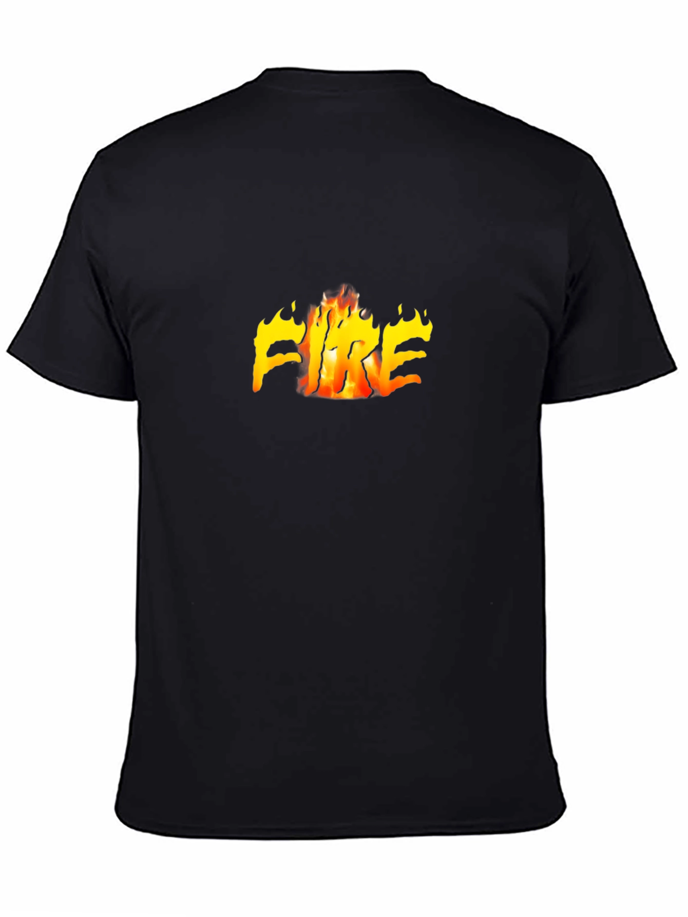 Black T-Shirt with Fiery FIRE Graphic