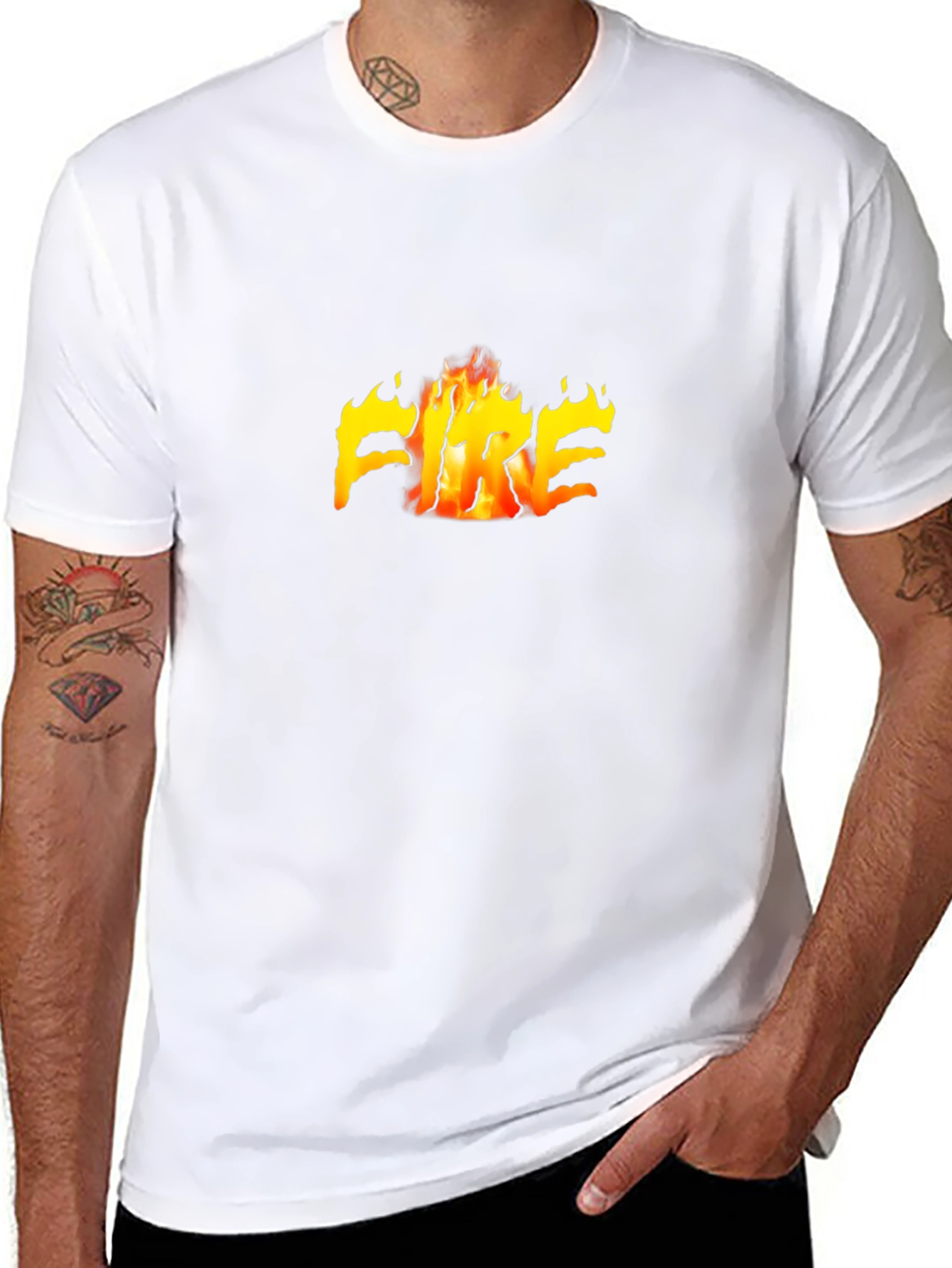 Black T-Shirt with Fiery FIRE Graphic