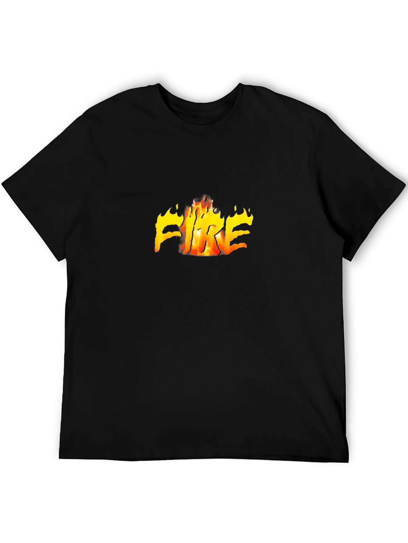Black T-Shirt with Fiery FIRE Graphic