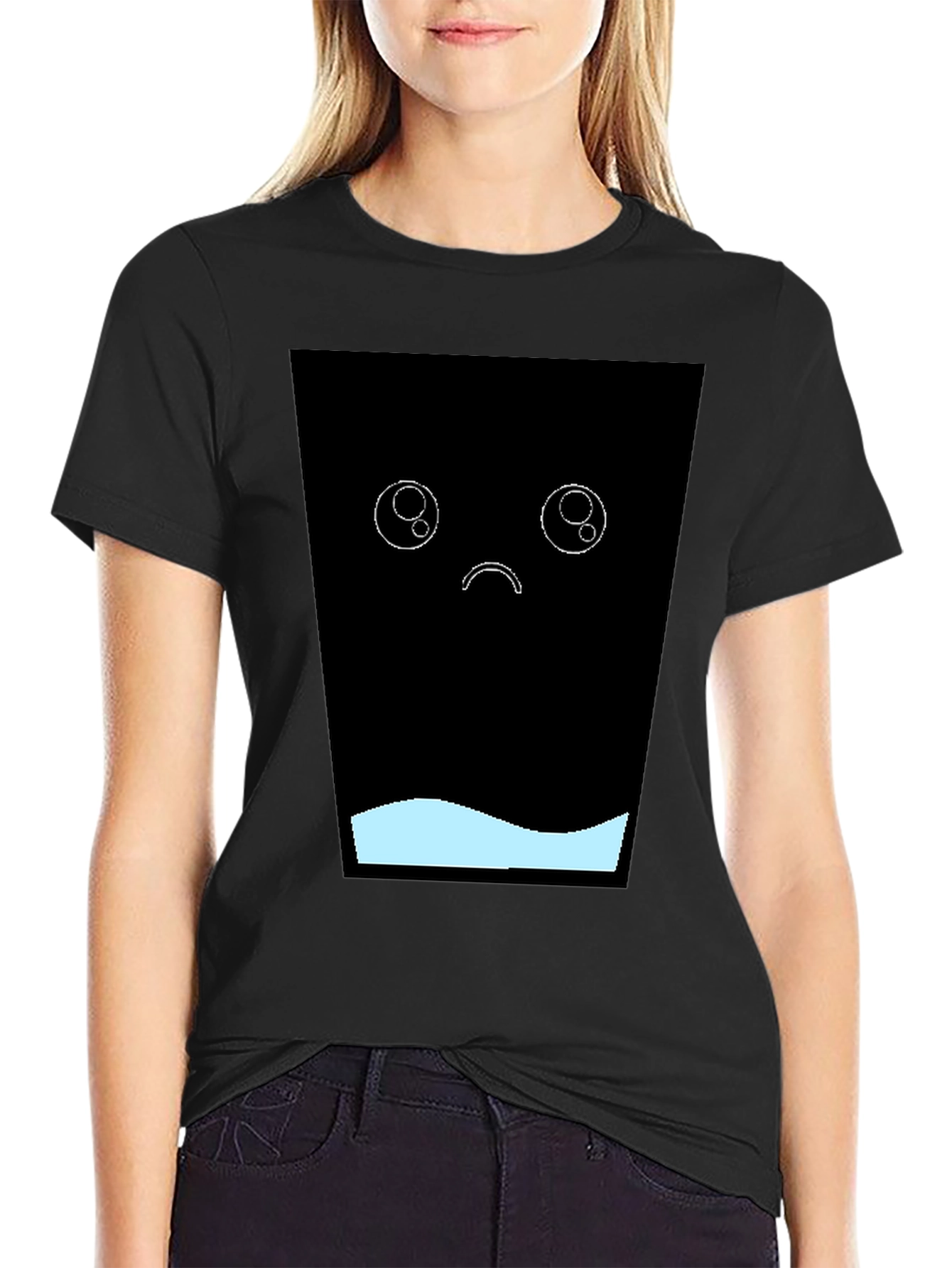 Sad Kawaii T-Shirt - Black Graphic Tee
