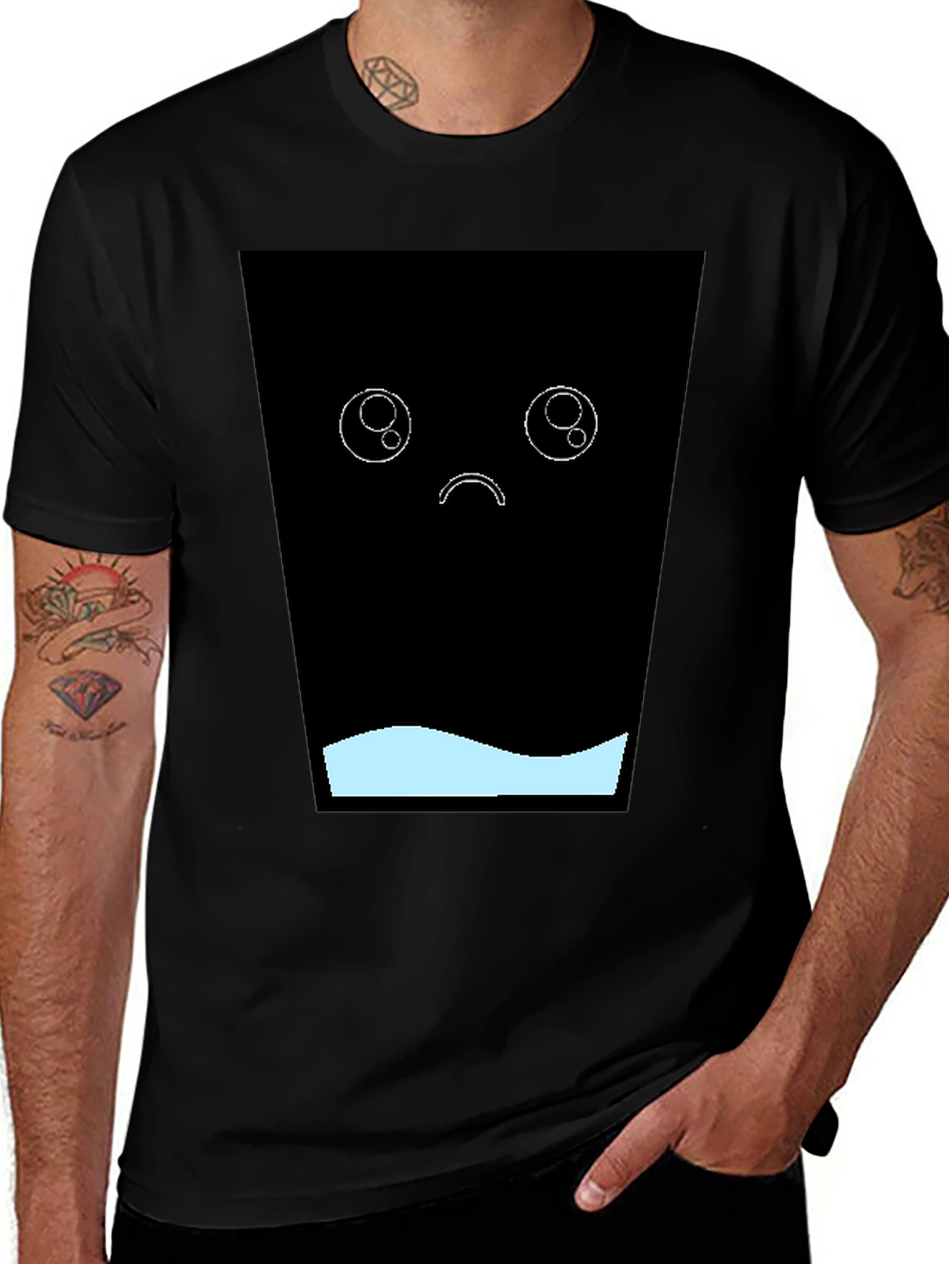 Sad Kawaii T-Shirt - Black Graphic Tee