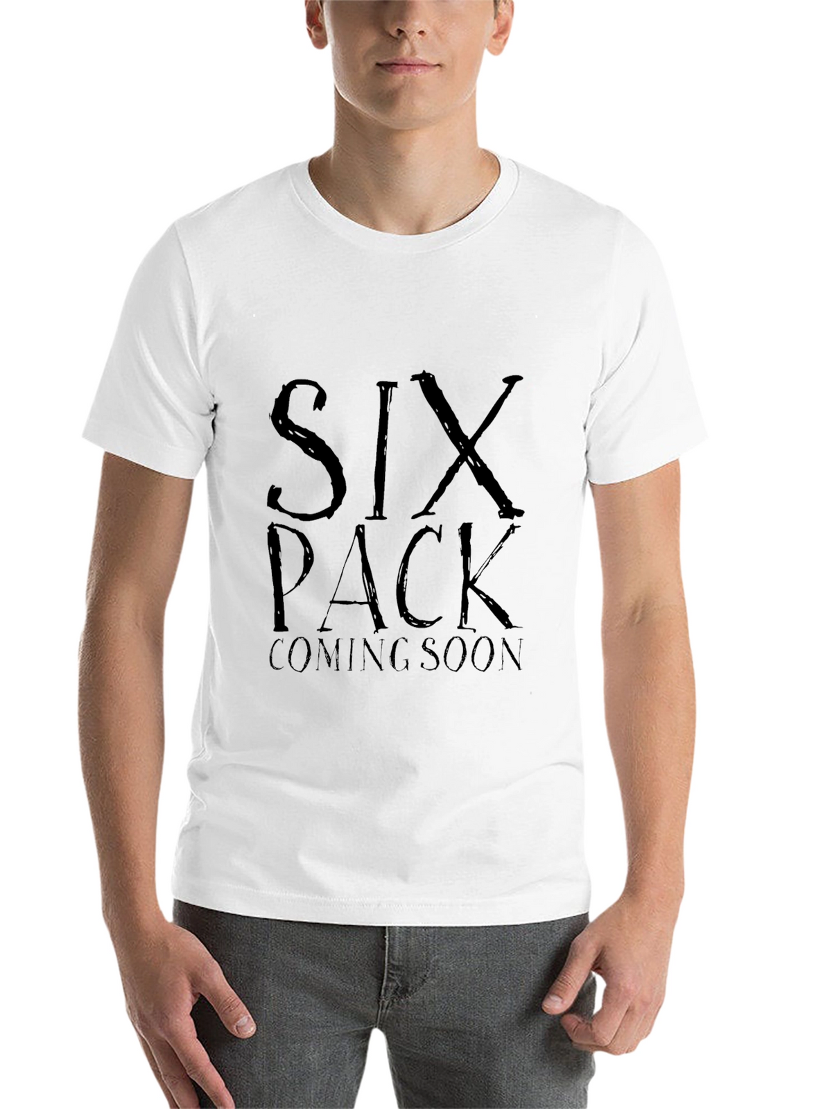 Six Pack Coming Soon Mens Black T-Shirt