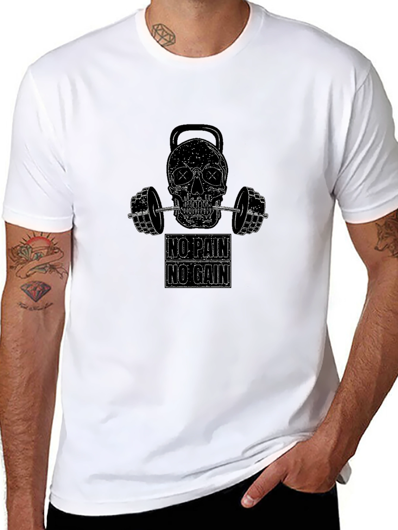 No Pain No Gain Skull Gym T-Shirt