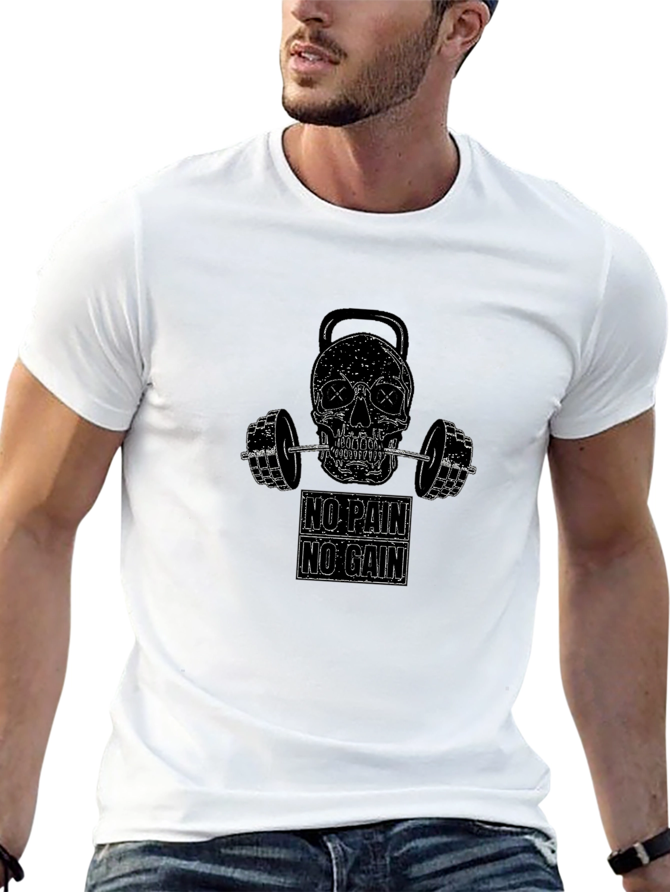 No Pain No Gain Skull Gym T-Shirt