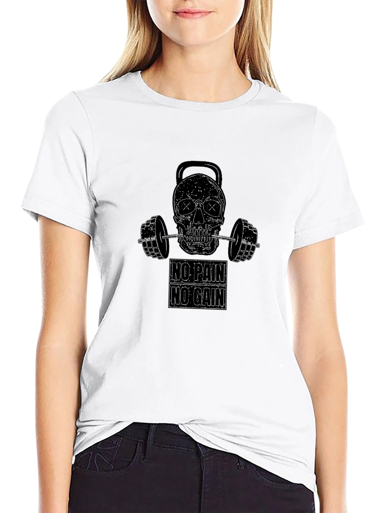 No Pain No Gain Skull Gym T-Shirt