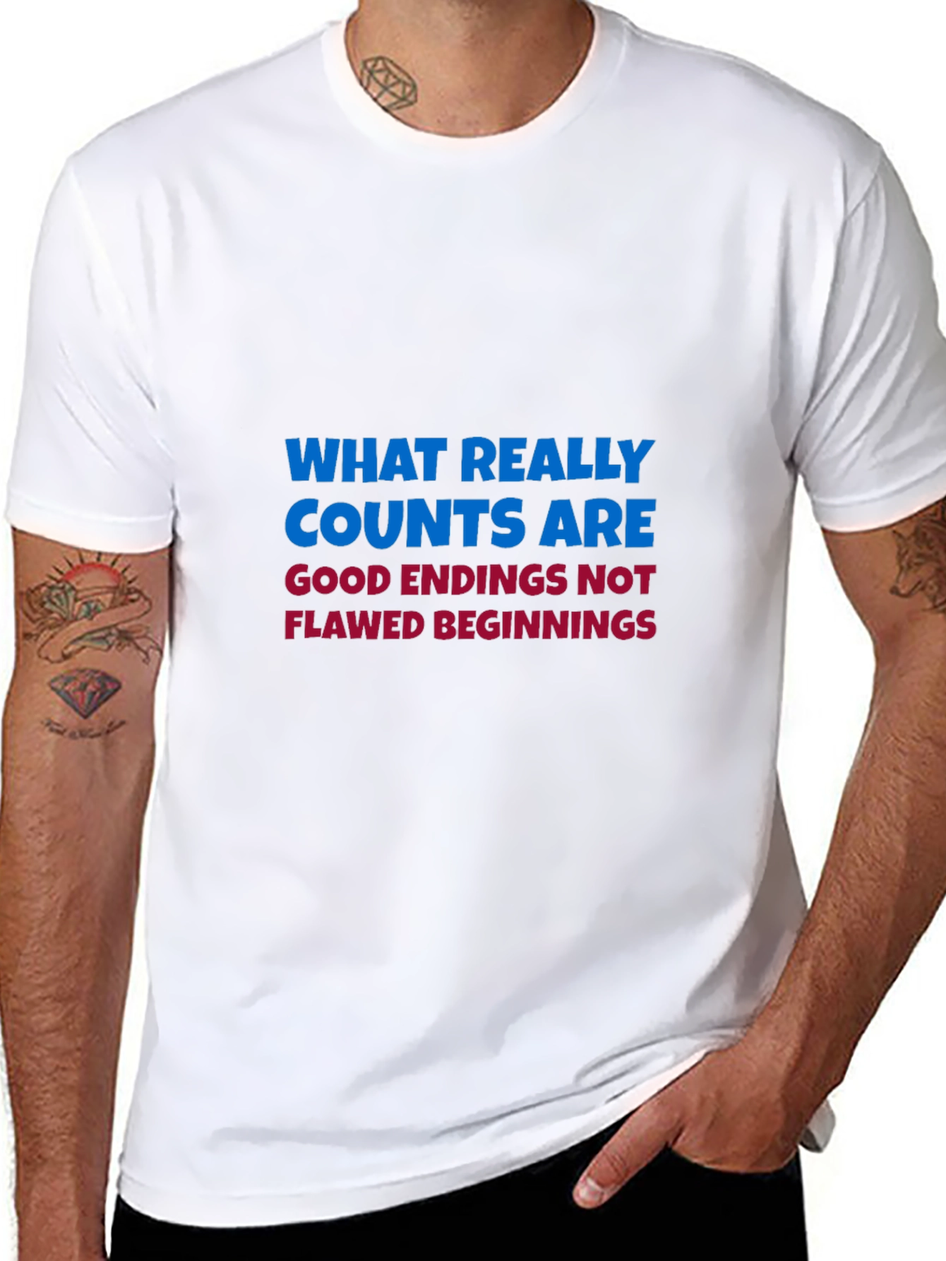 Inspirational Quote Graphic Tee - Good Endings Matter