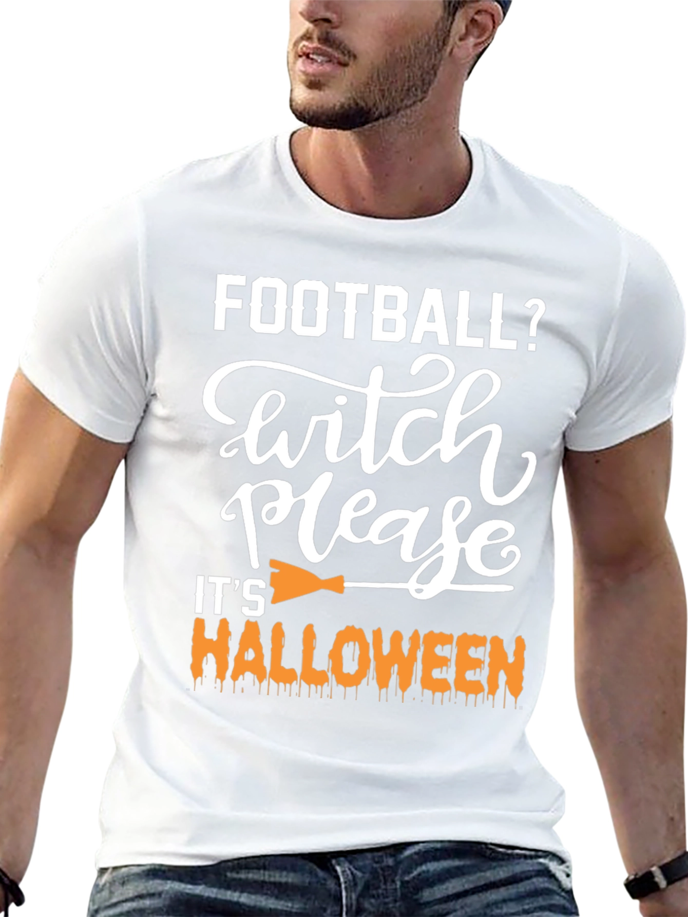 Football Witch Please Halloween Graphic Tee
