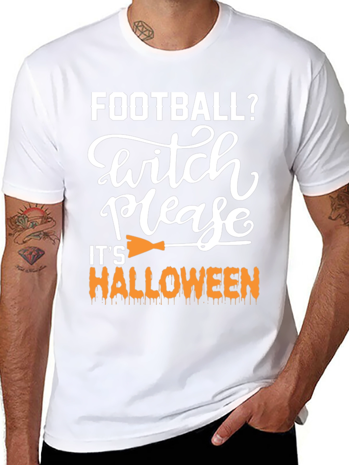 Football Witch Please Halloween Graphic Tee