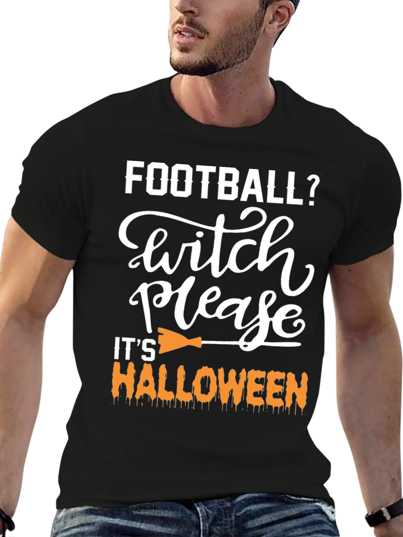 Football Witch Please Halloween Graphic Tee