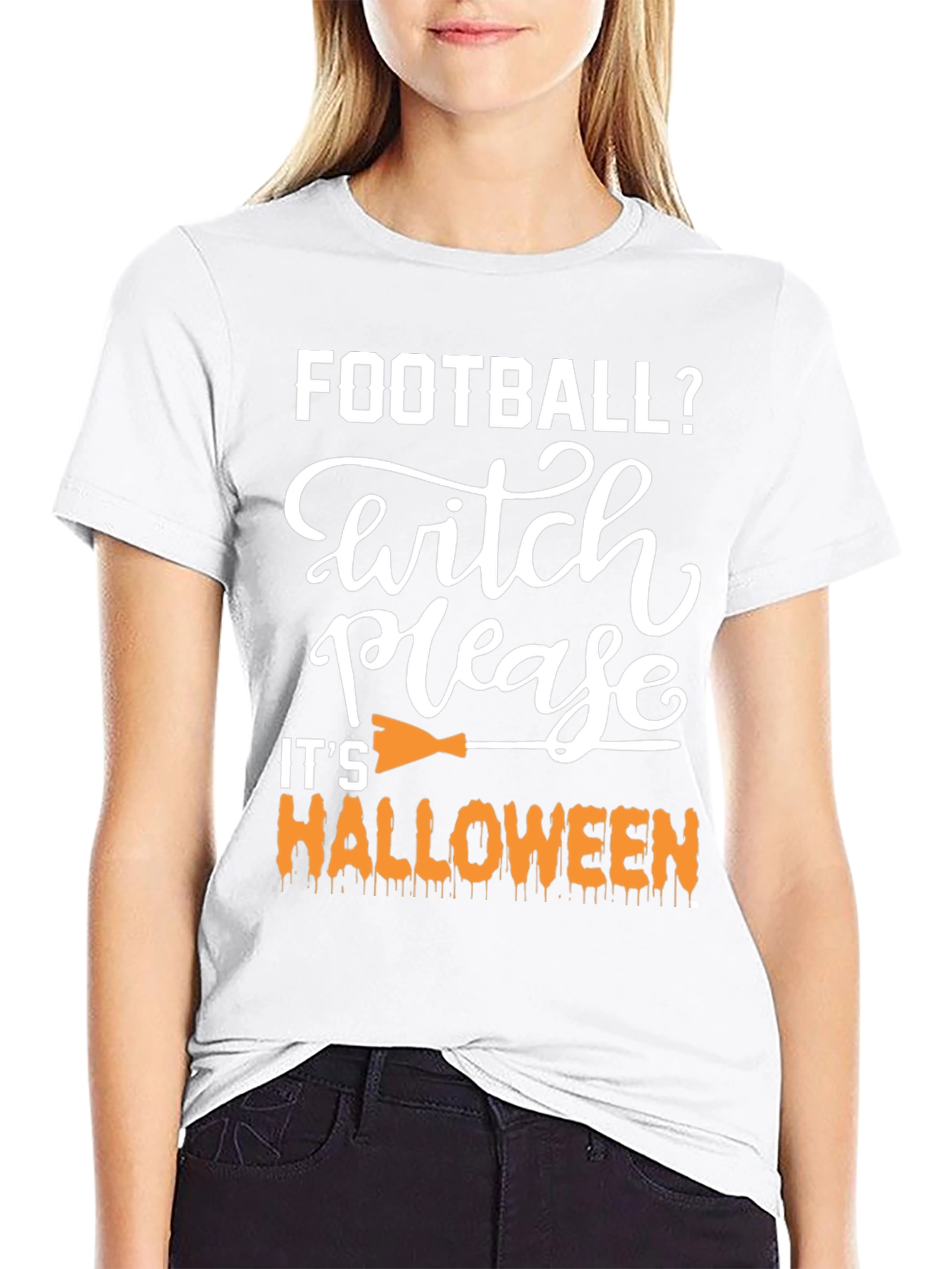 Football Witch Please Halloween Graphic Tee