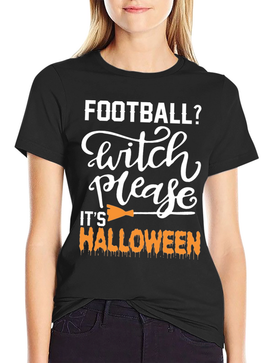 Football Witch Please Halloween Graphic Tee