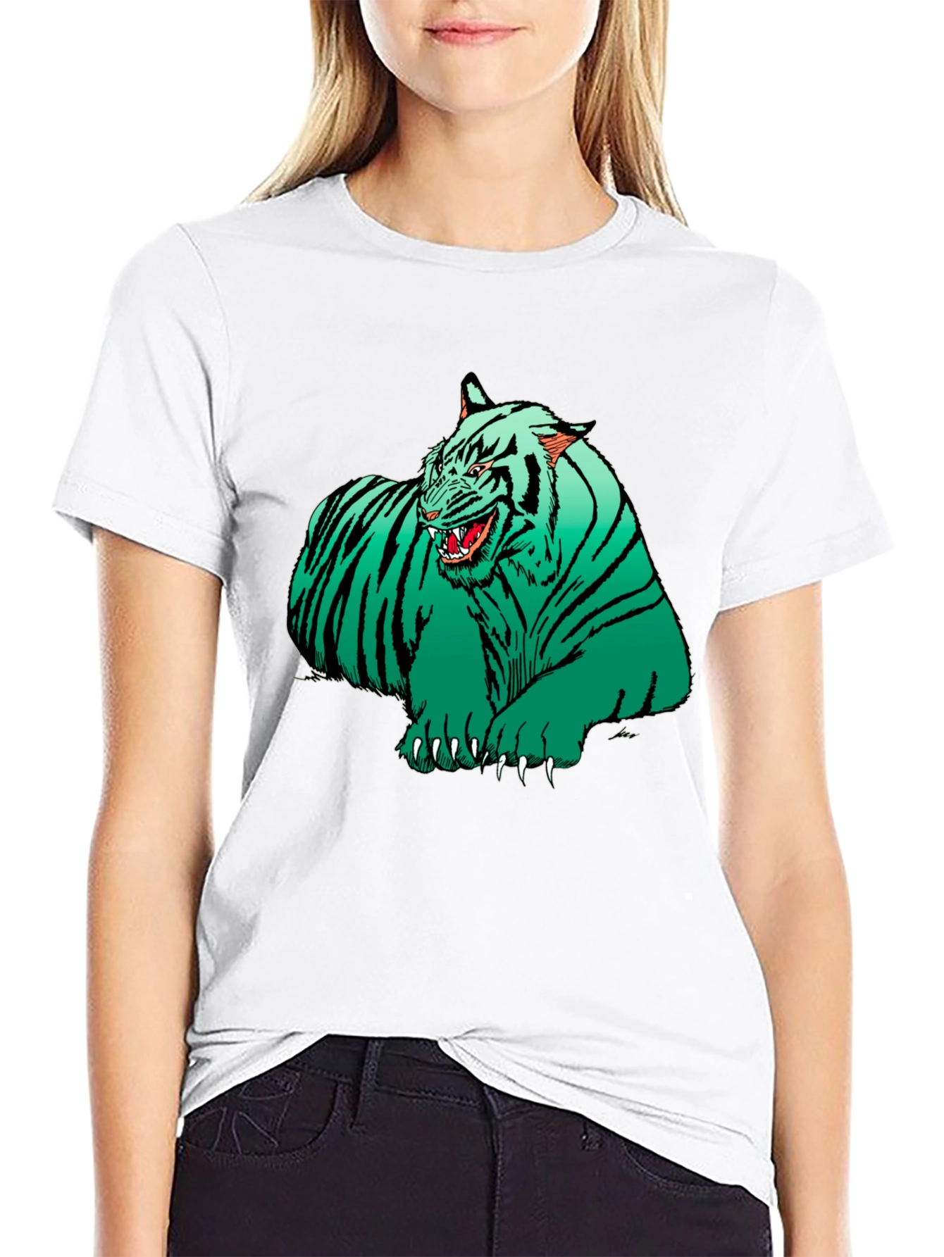 Green Tiger Graphic T-Shirt
