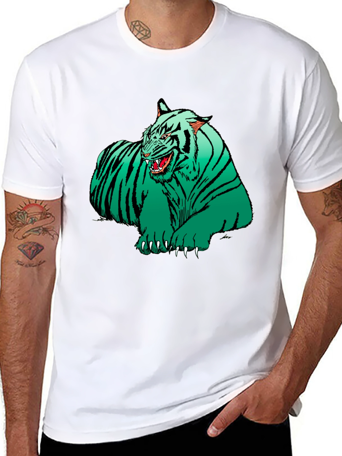 Green Tiger Graphic T-Shirt