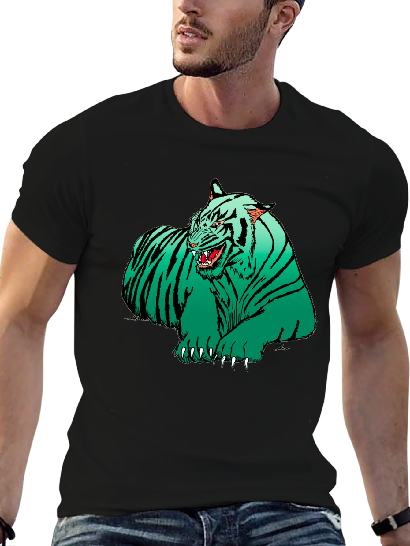 Green Tiger Graphic T-Shirt