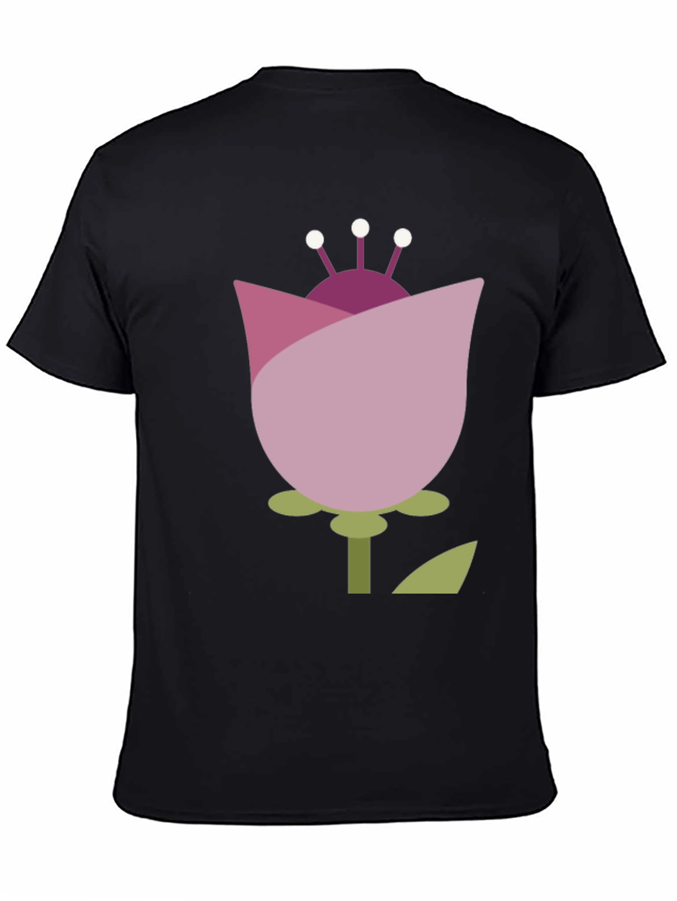 Abstract Flower Graphic Tee - Casual Black T-Shirt