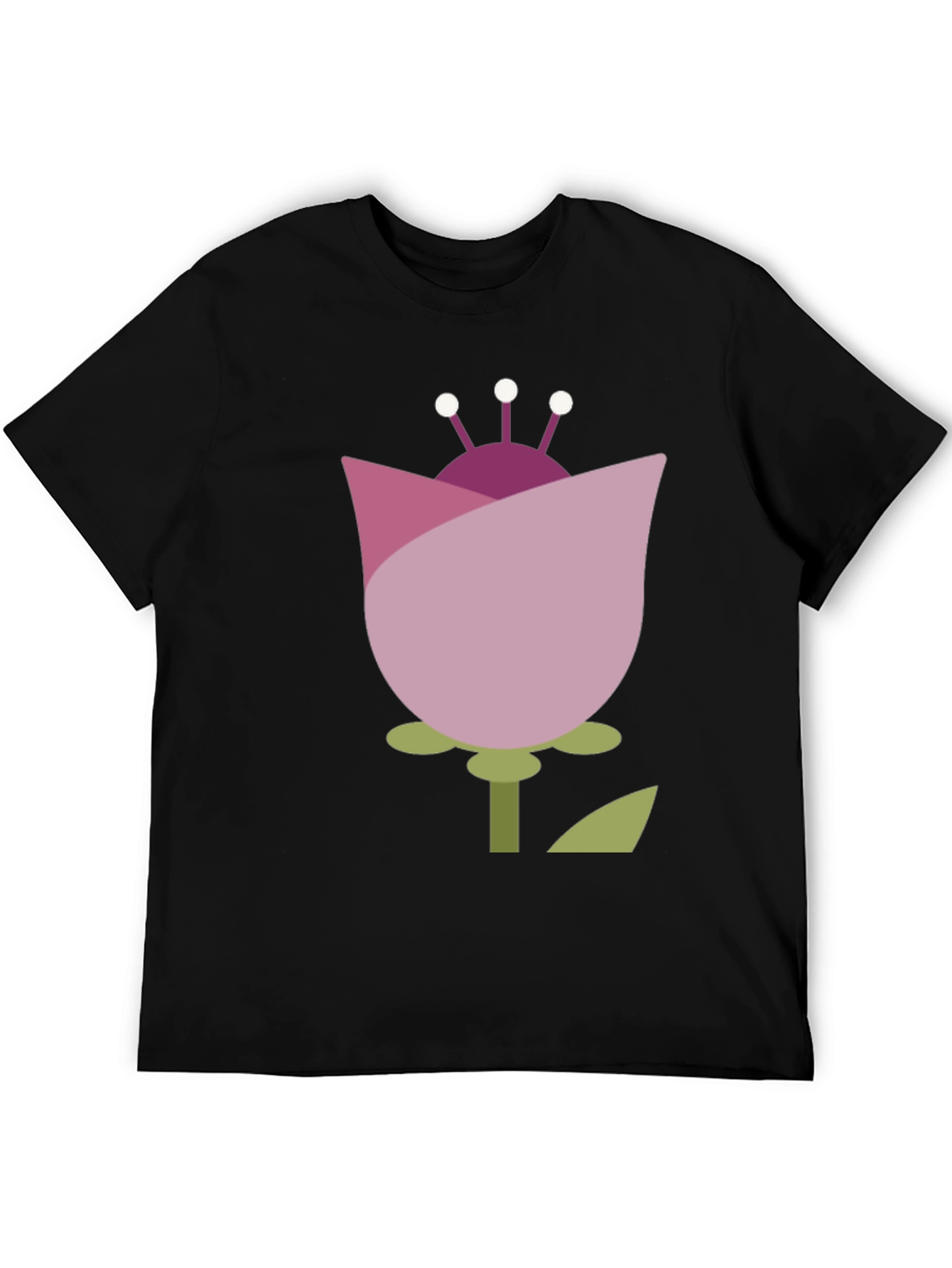 Abstract Flower Graphic Tee - Casual Black T-Shirt