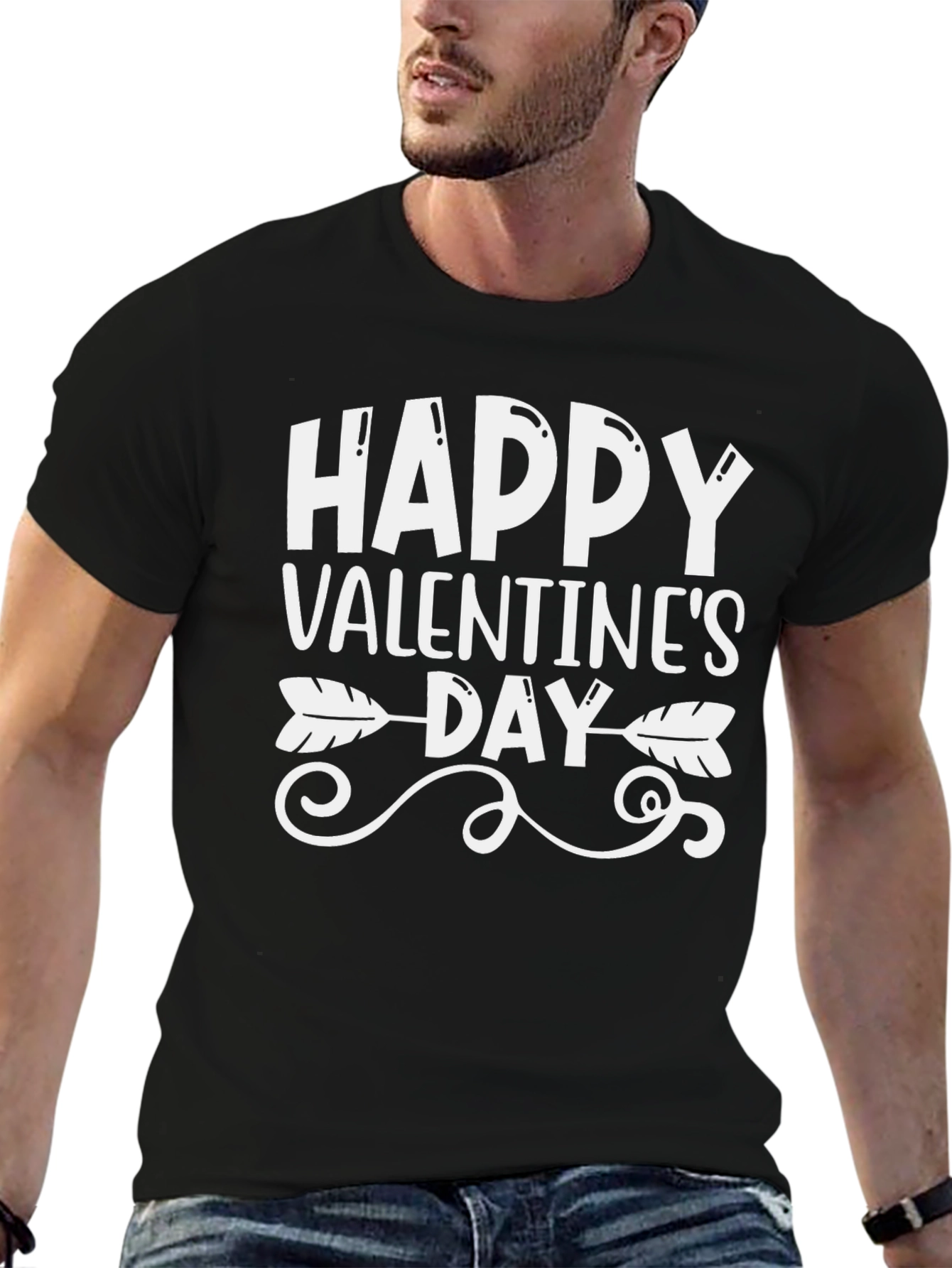 Happy Valentines Day Arrow T-Shirt - Black