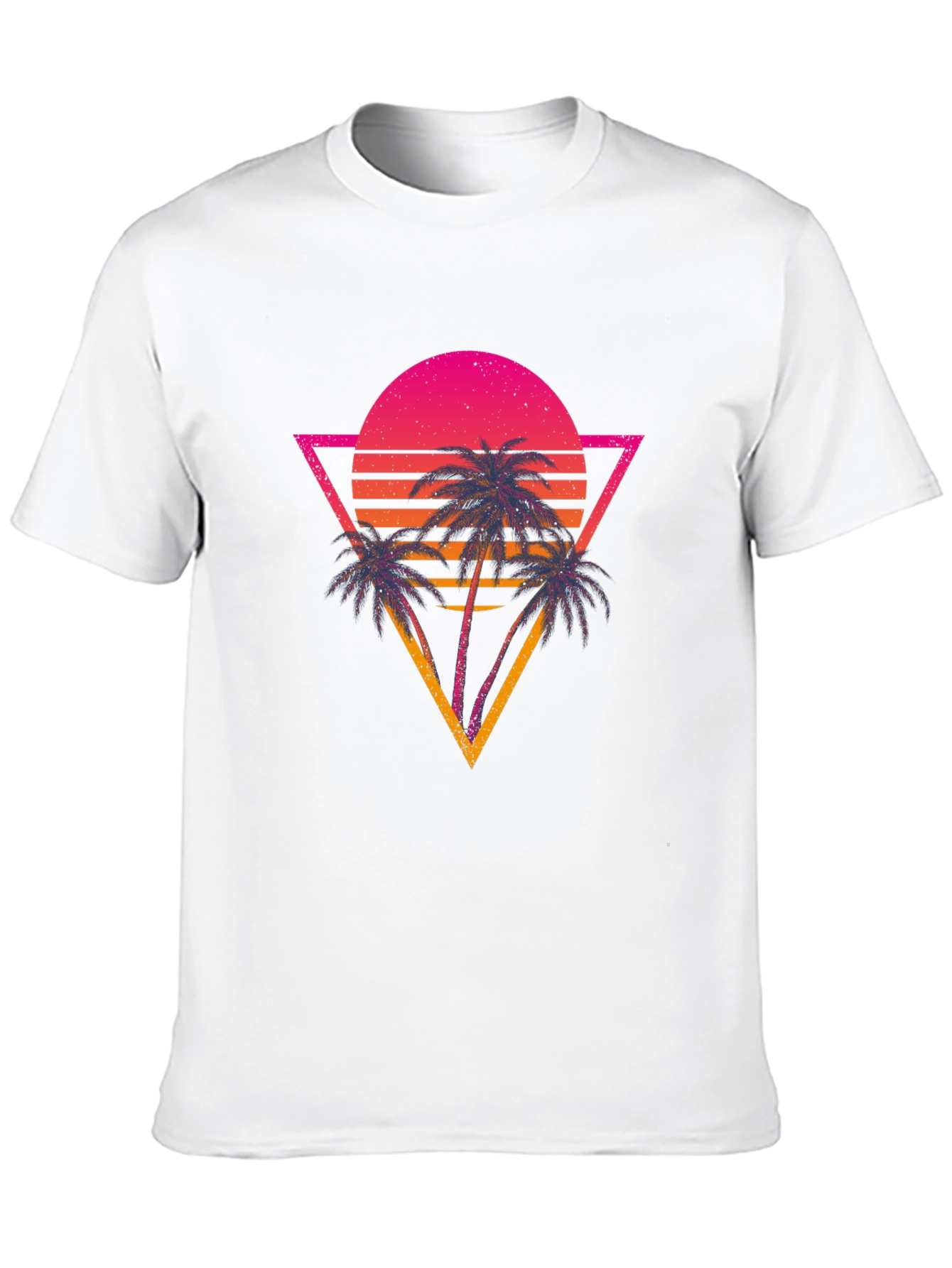 Retro Sunset Palm Tree Graphic Tee - Black