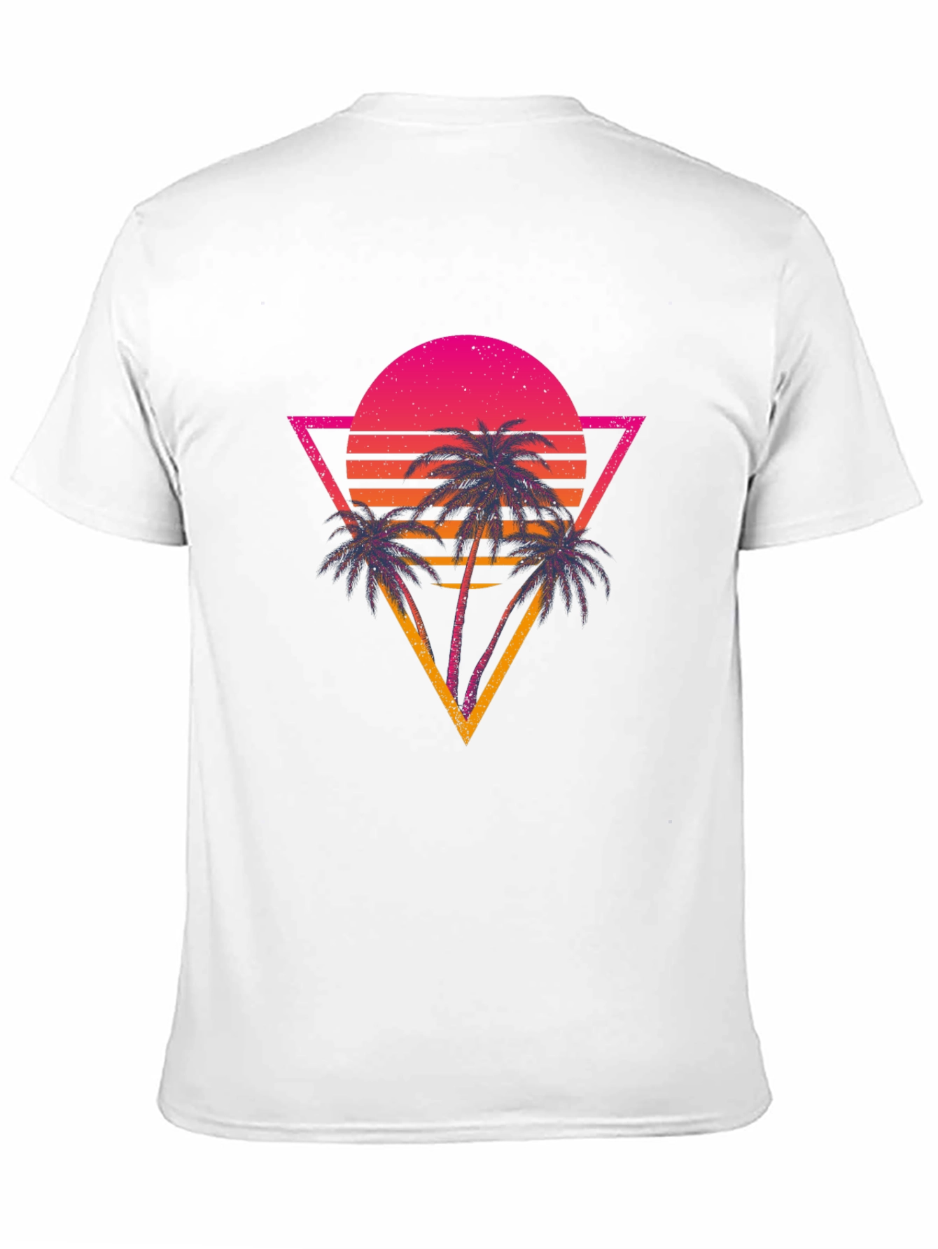 Retro Sunset Palm Tree Graphic Tee - Black