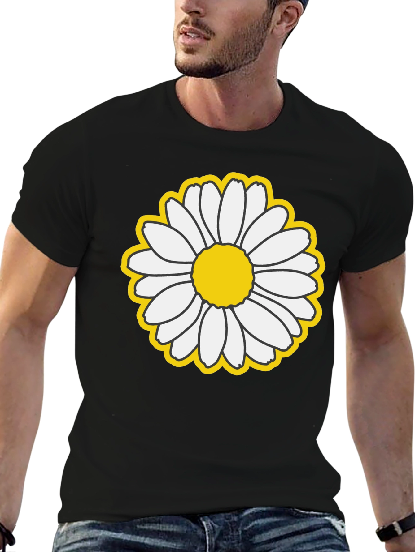 Daisy Graphic T-Shirt - Black Cotton Blend