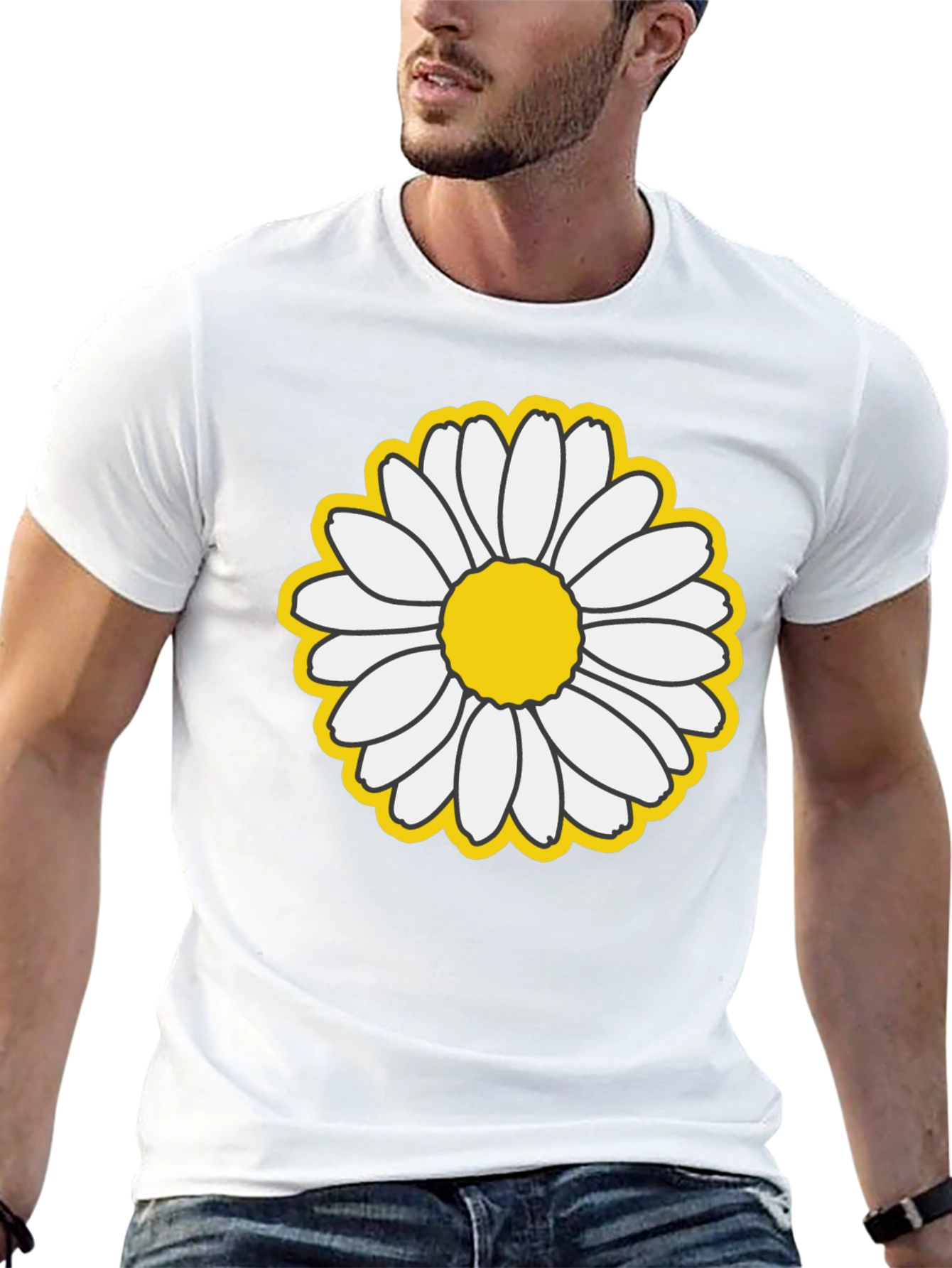 Daisy Graphic T-Shirt - Black Cotton Blend