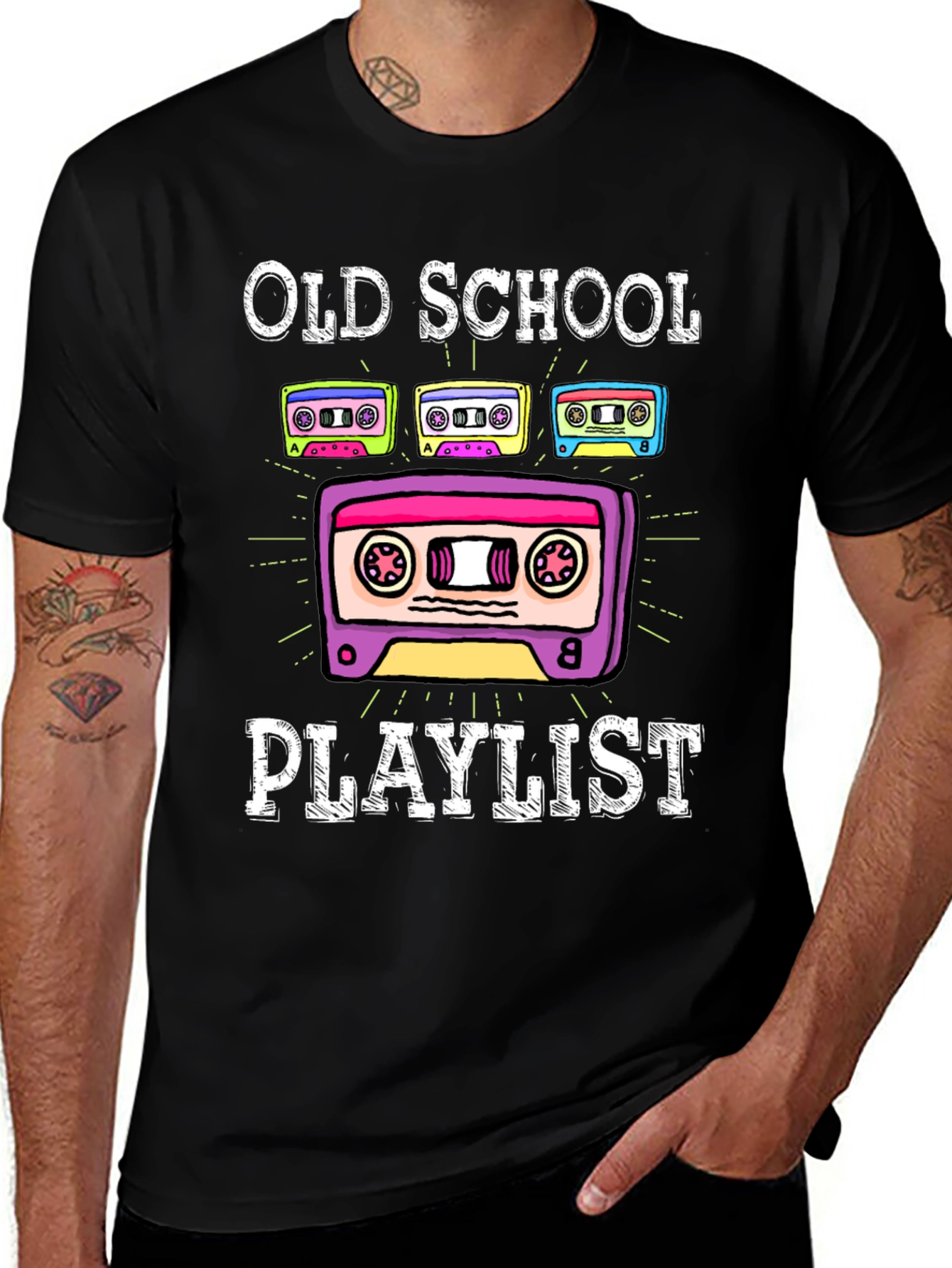 Old School Playlist Cassette Tape Graphic Tee