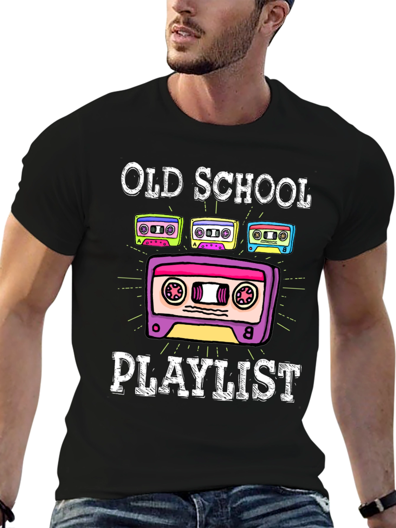 Old School Playlist Cassette Tape Graphic Tee