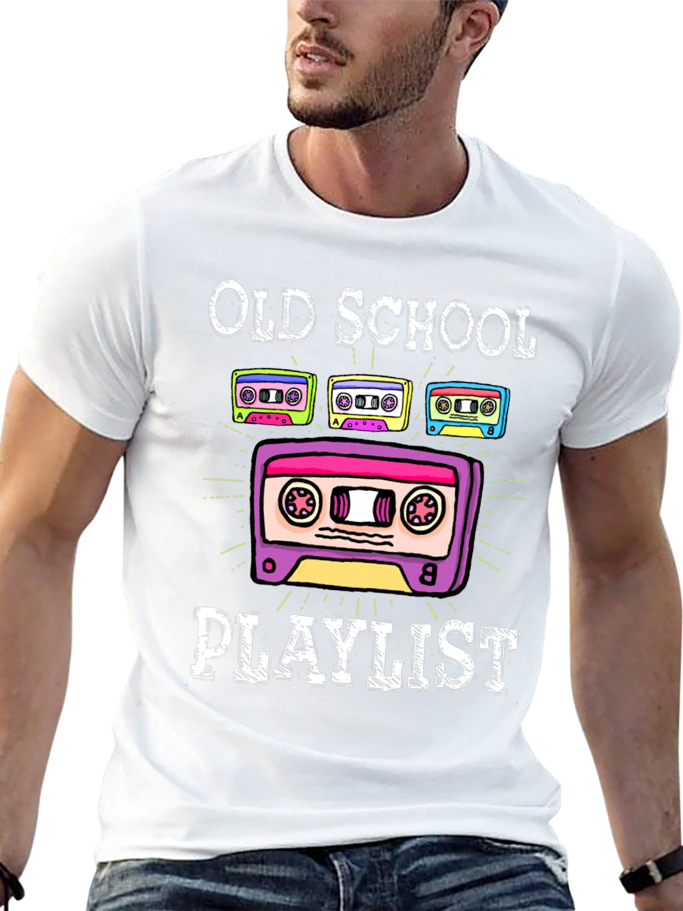 Old School Playlist Cassette Tape Graphic Tee