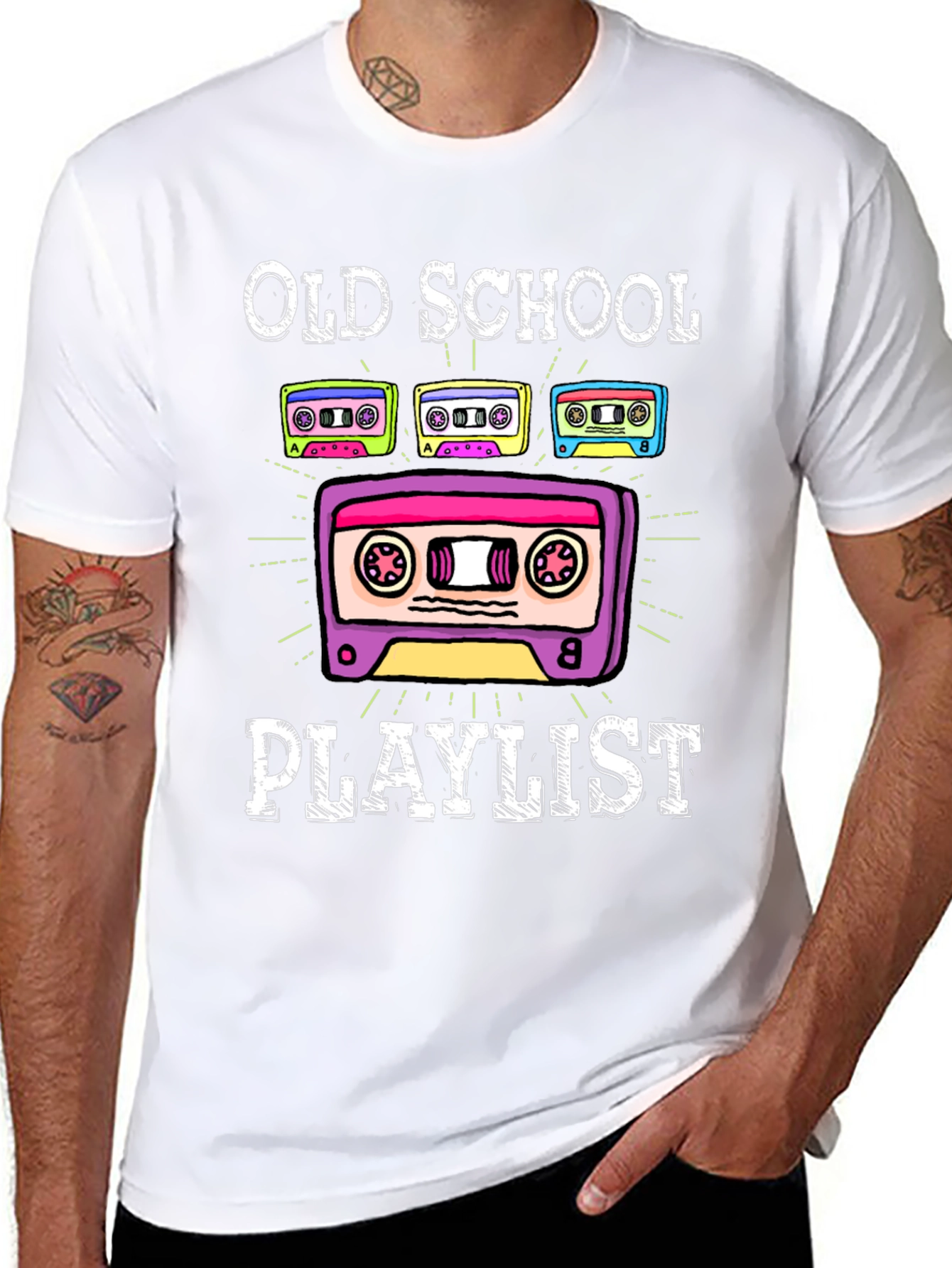 Old School Playlist Cassette Tape Graphic Tee