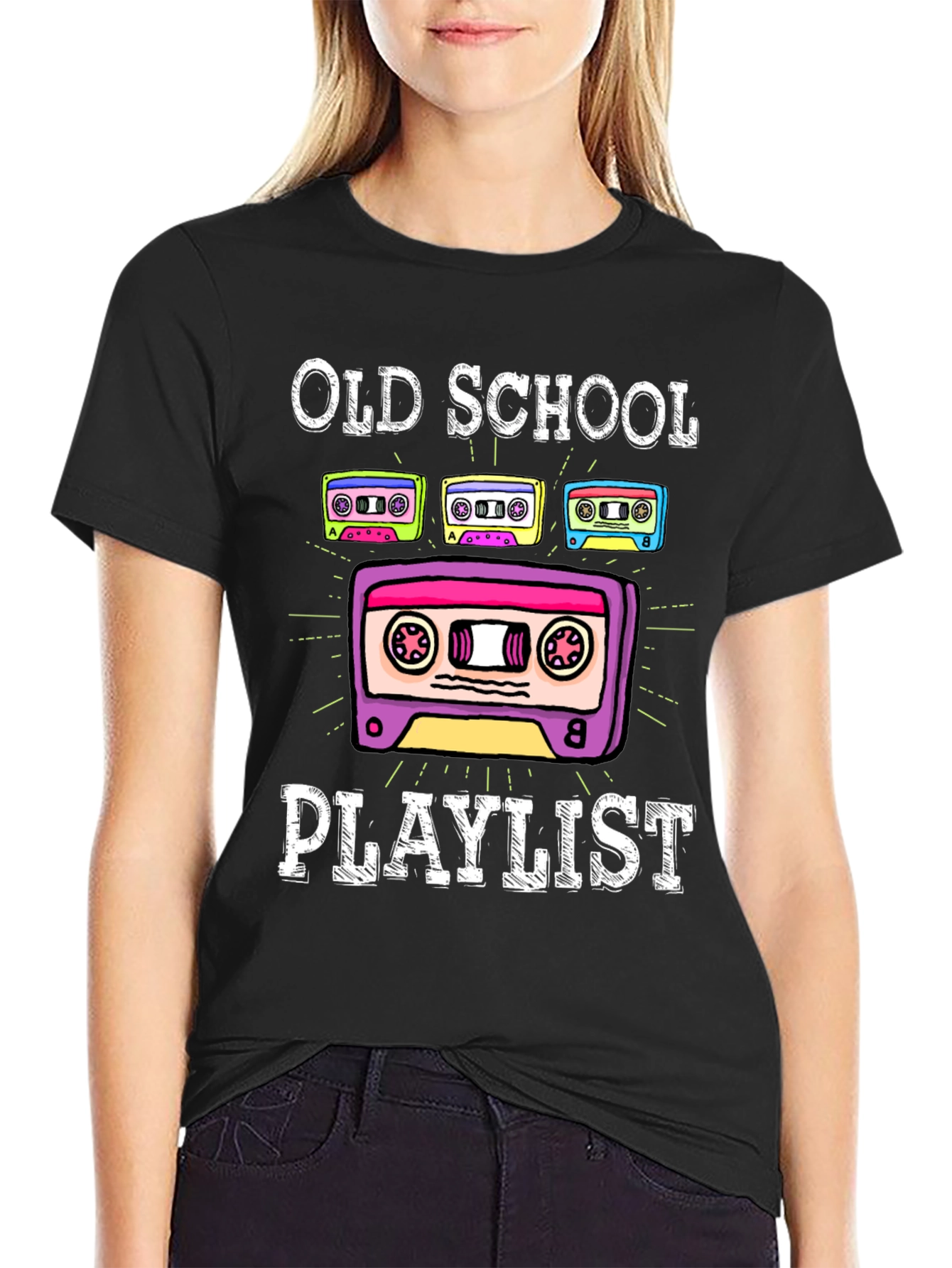 Old School Playlist Cassette Tape Graphic Tee
