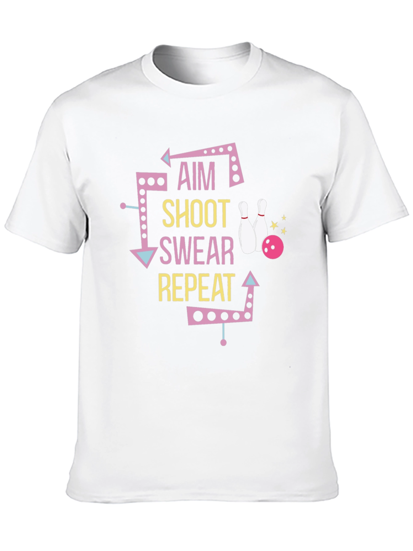Bowling T-Shirt: Aim Shoot Swear Repeat