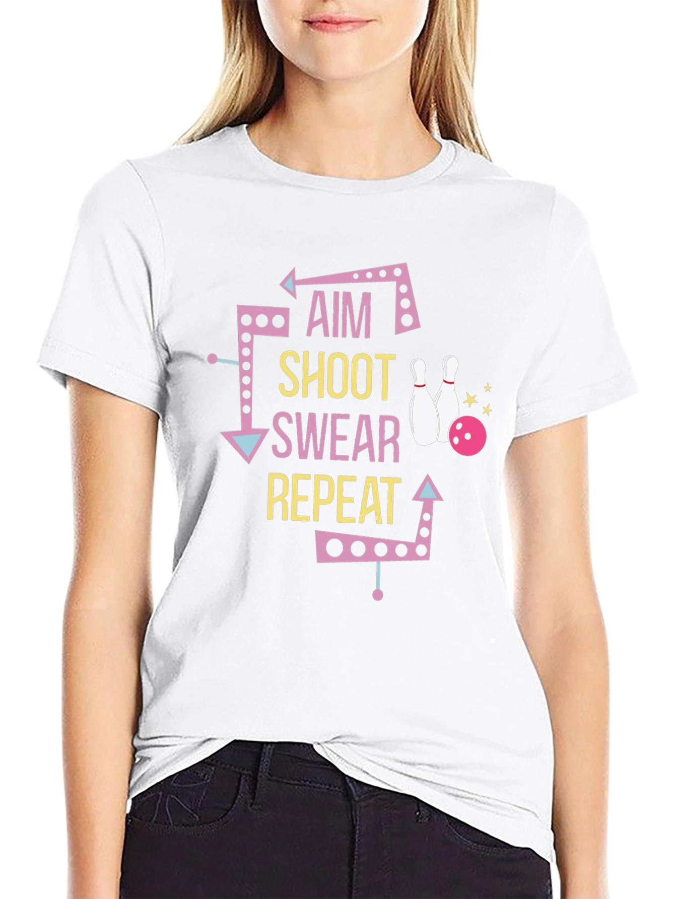 Bowling T-Shirt: Aim Shoot Swear Repeat