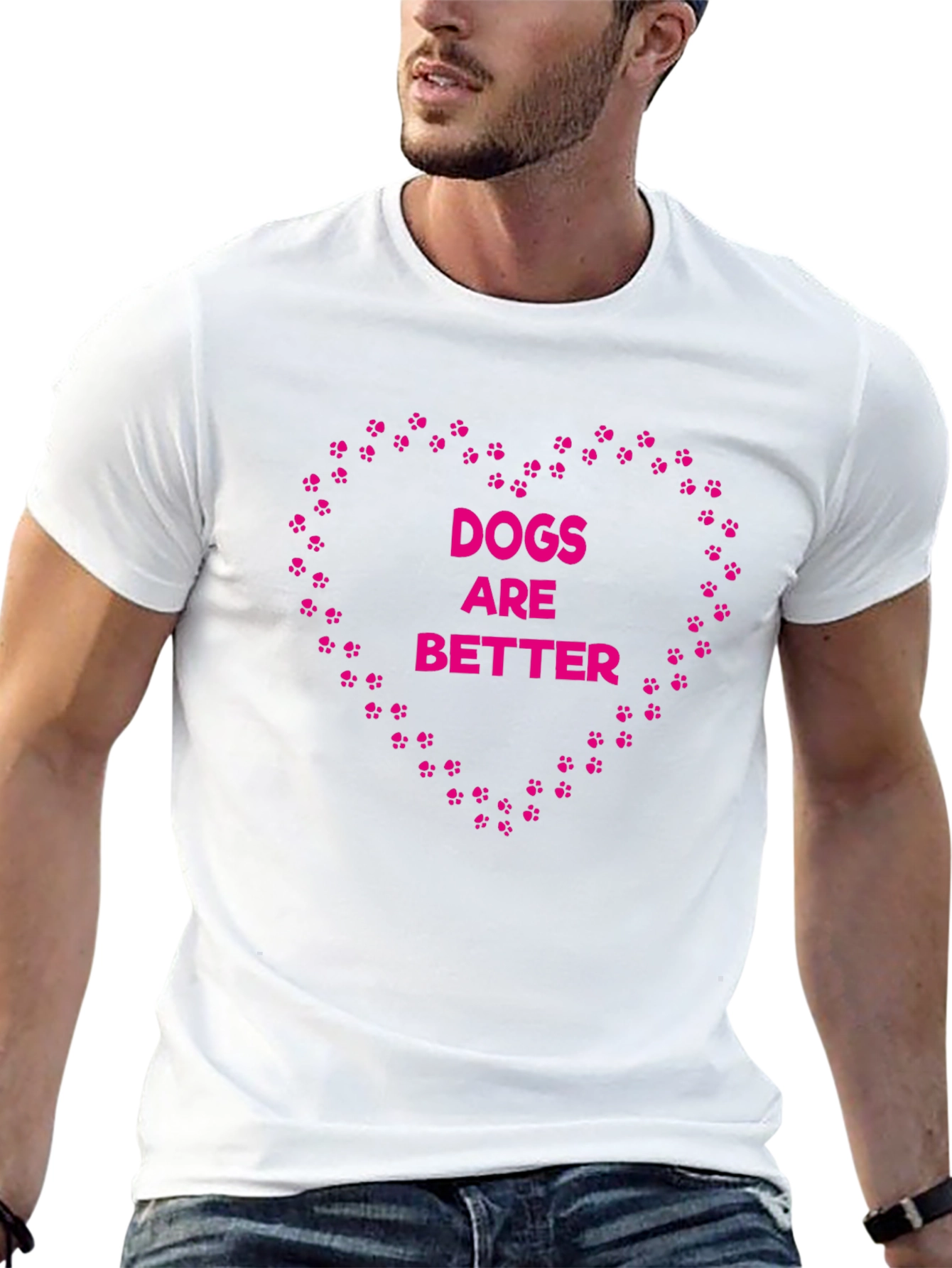 Dogs Are Better Graphic Tee - Heart Paw Prints