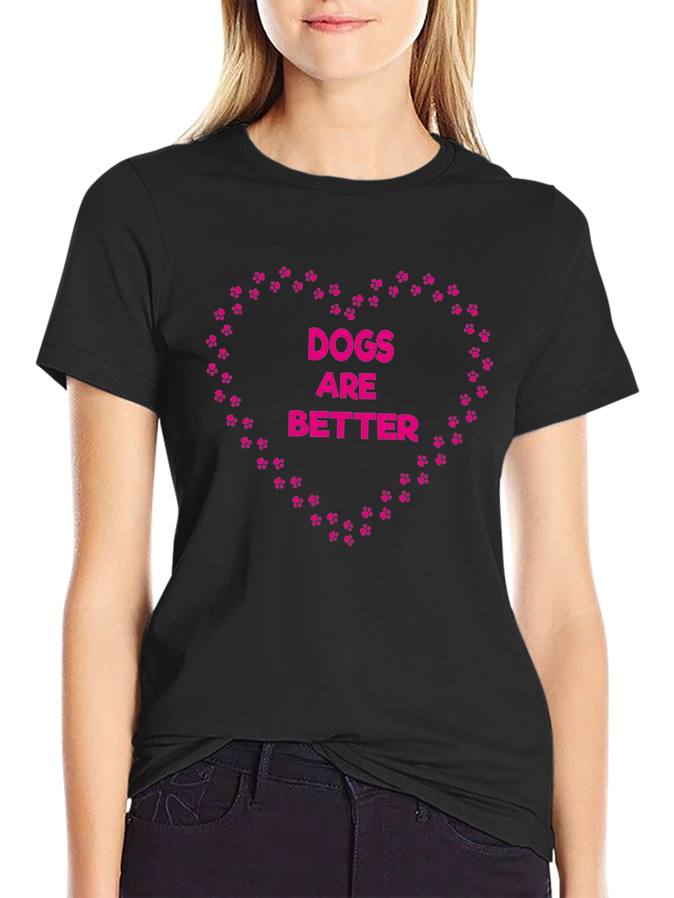 Dogs Are Better Graphic Tee - Heart Paw Prints