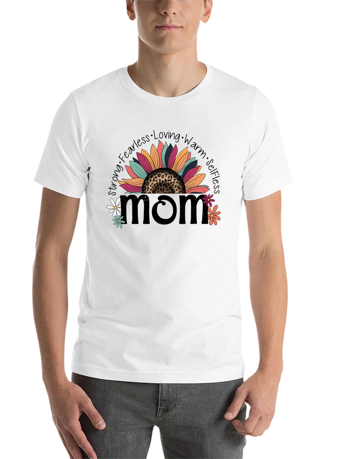 Mom Sunflower Graphic Tee - Strong Fearless & Loving