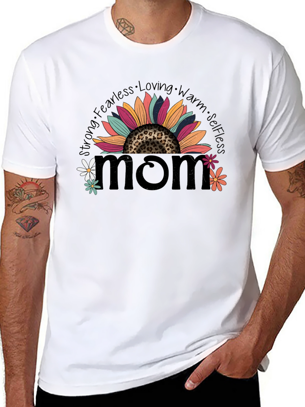 Mom Sunflower Graphic Tee - Strong Fearless & Loving