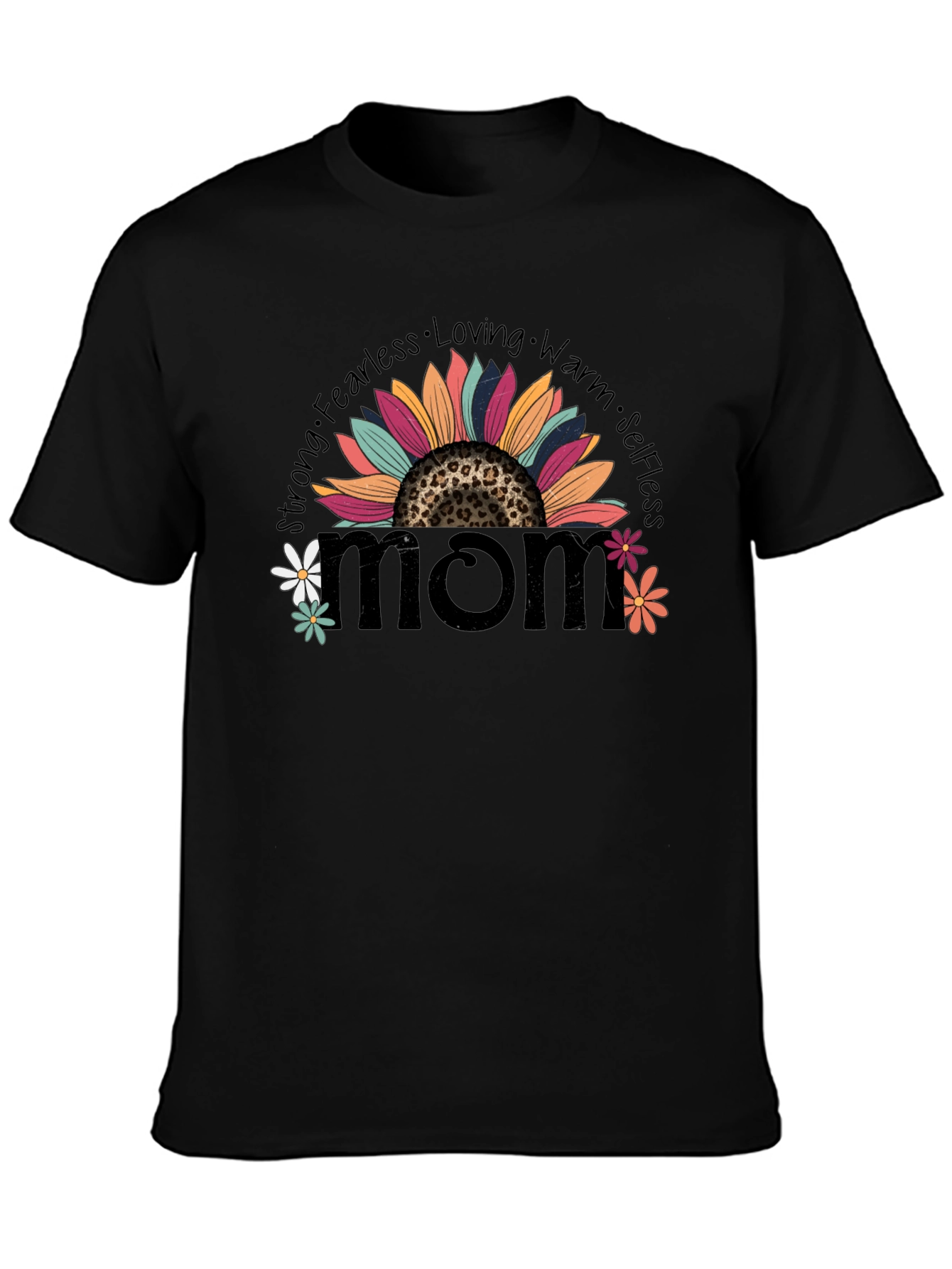 Mom Sunflower Graphic Tee - Strong Fearless & Loving