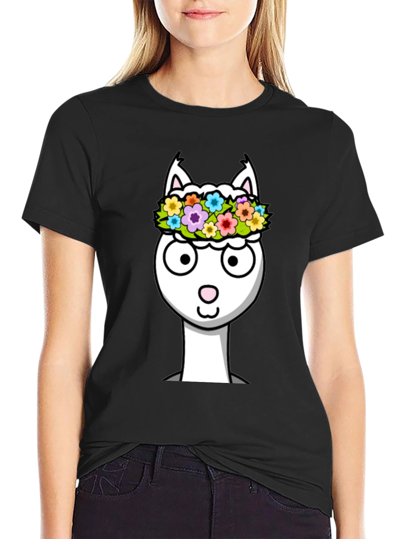 Llama Flower Crown Graphic Tee - Soft Cotton Blend
